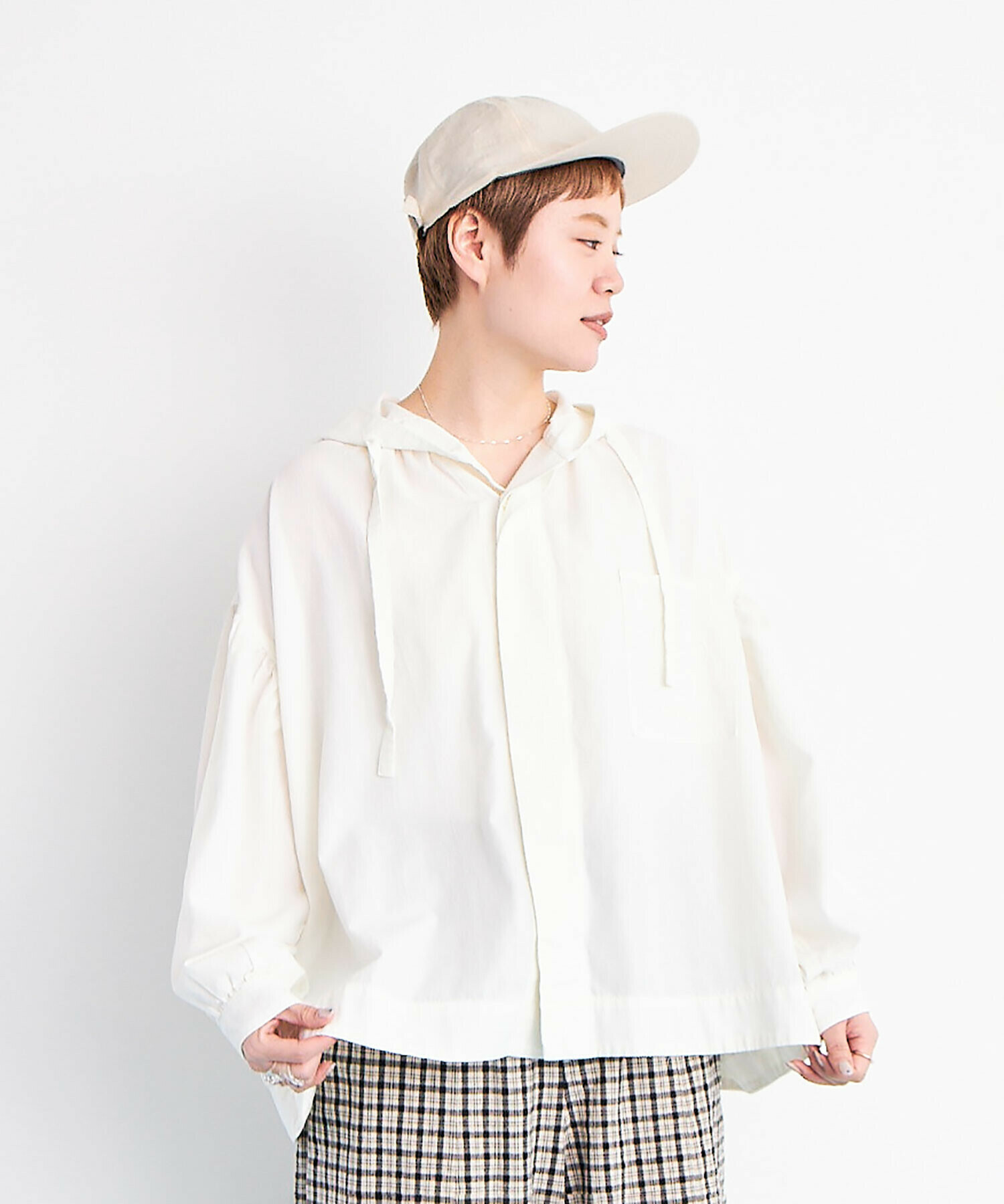 AMBIDEX Store 80/2 cyro spun OX HOODIE シャツ(F WHITE): buoybuoy