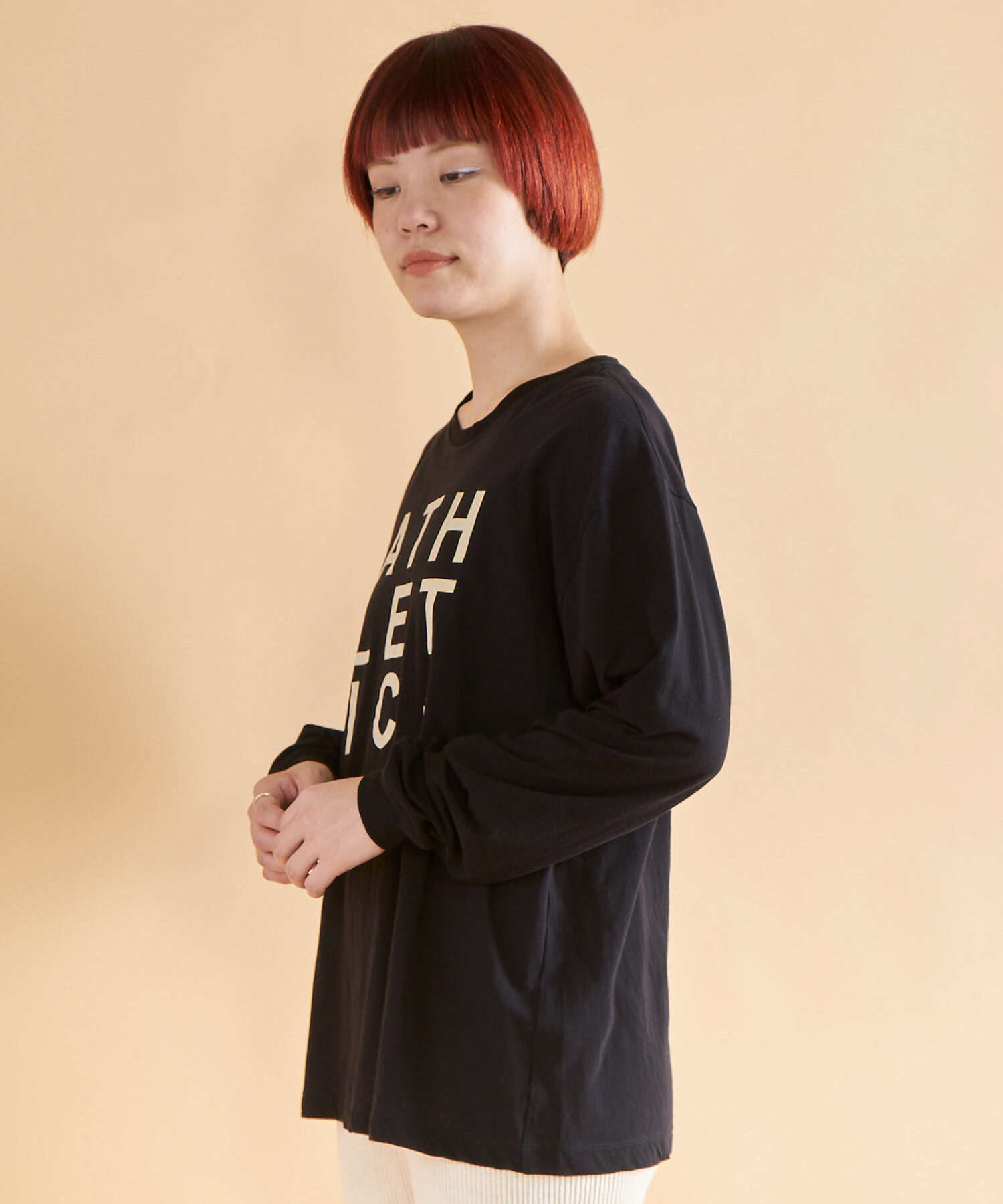 AMBIDEX Store ○GV天竺LOGO ATHLETIC T-シャツ(F BLACK): FLAT-cic-HATENA