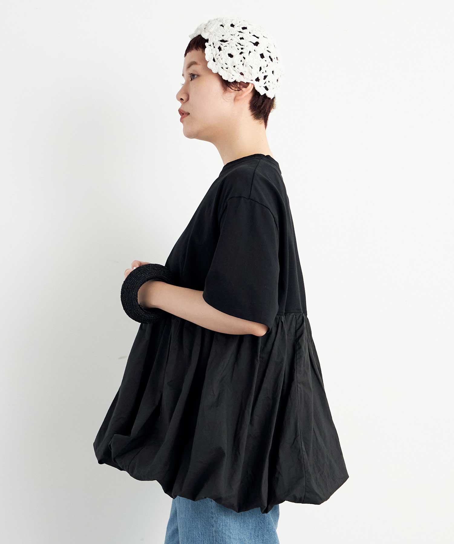 AMBIDEX Store ○40/2マーセライズ天竺 balloon Tシャツ(F BLACK