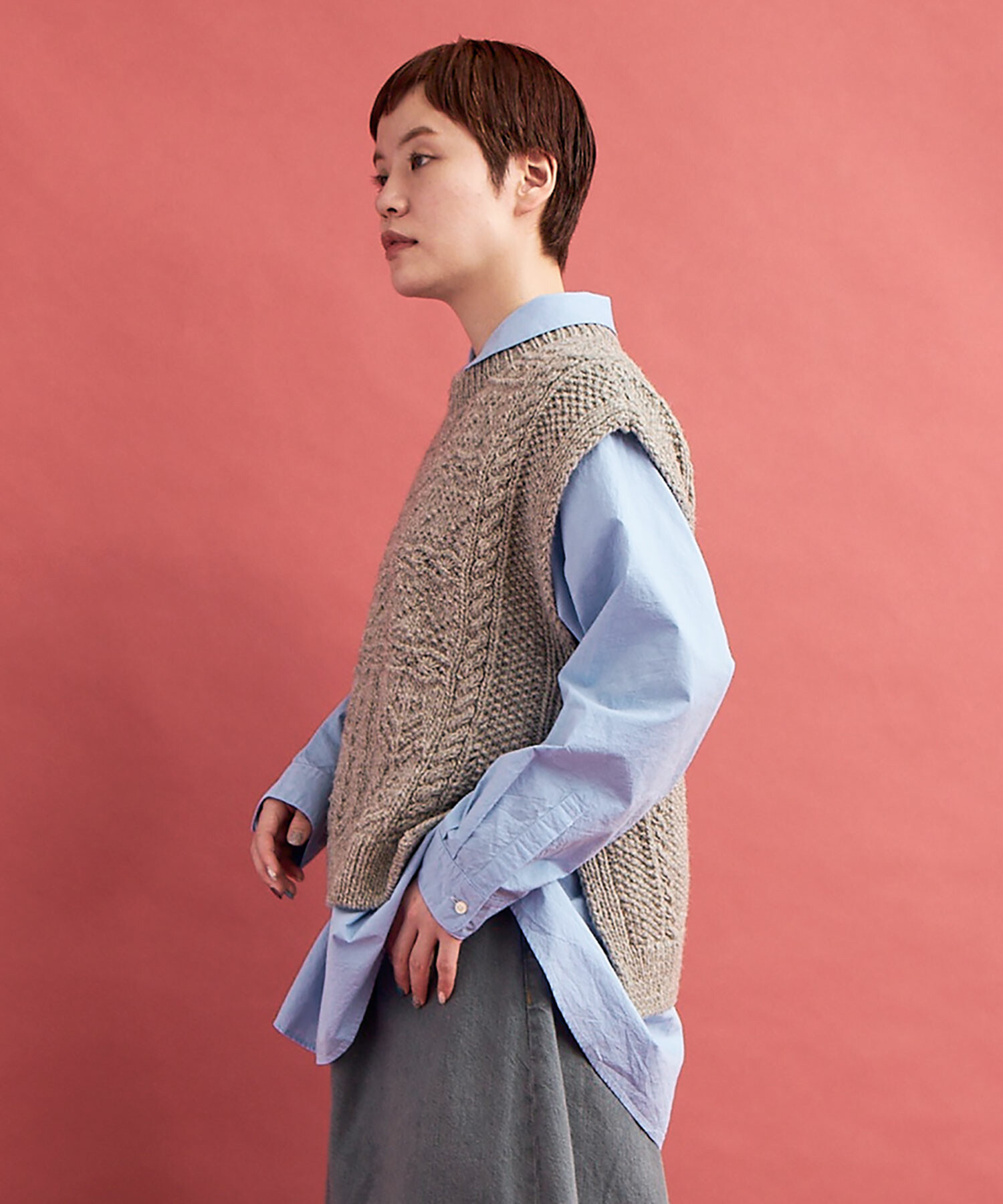 AMBIDEX Store ○PERU HANDKNIT ベスト(F LIGHT GREY): FLAT-cic-HATENA