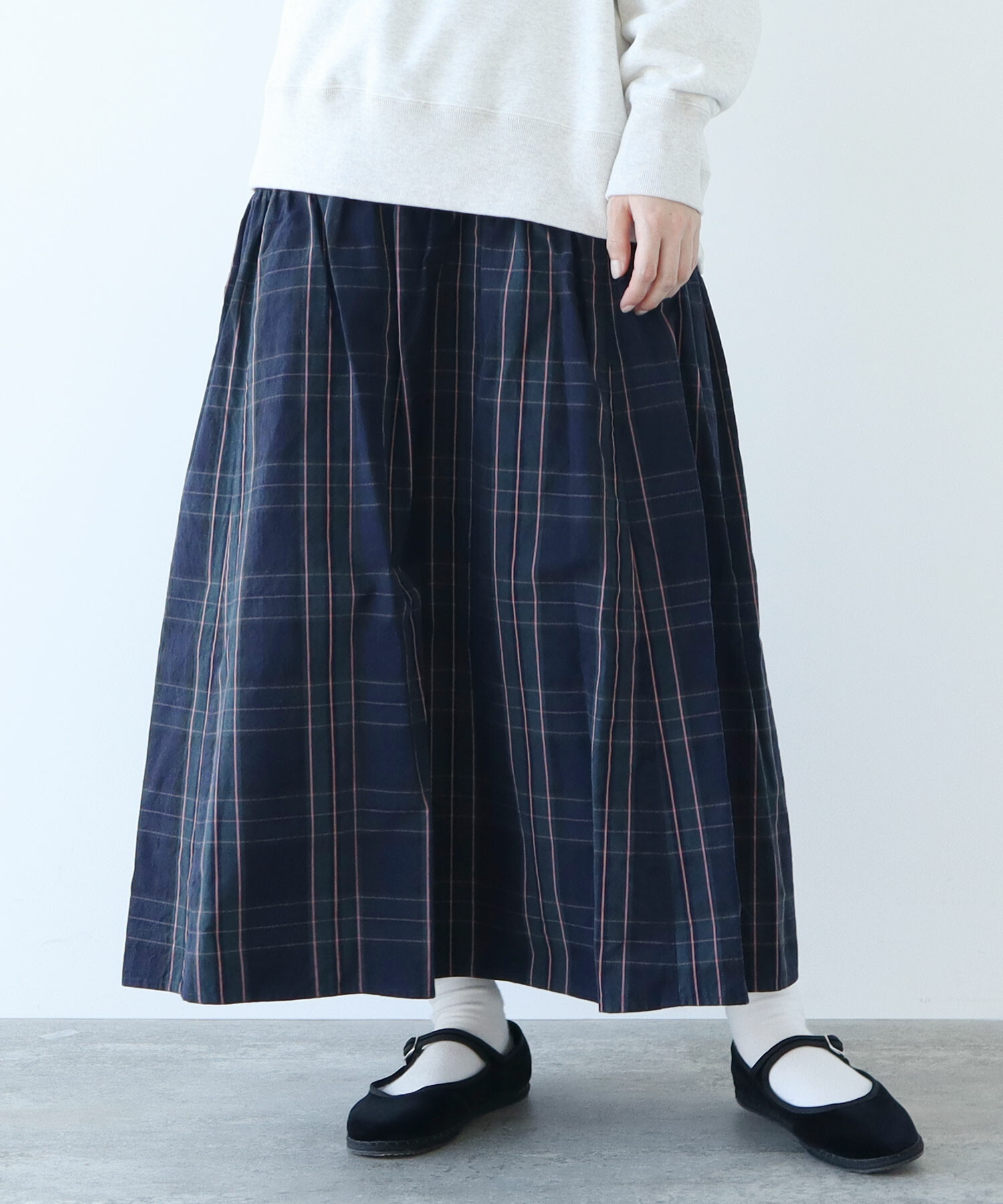 AMBIDEX Store △CHECK EDODAKI TIERED スカート(F KHAKI): FLAT-cic