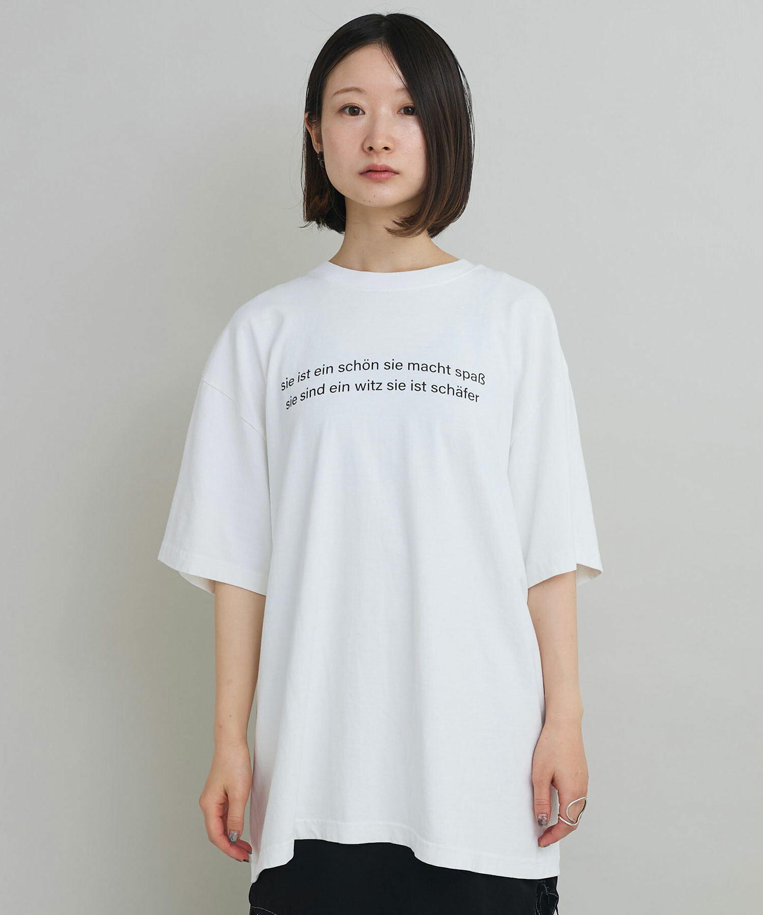 AMBIDEX Store 〇製品染めロゴプリント BIG Tシャツ(F シロ): iki