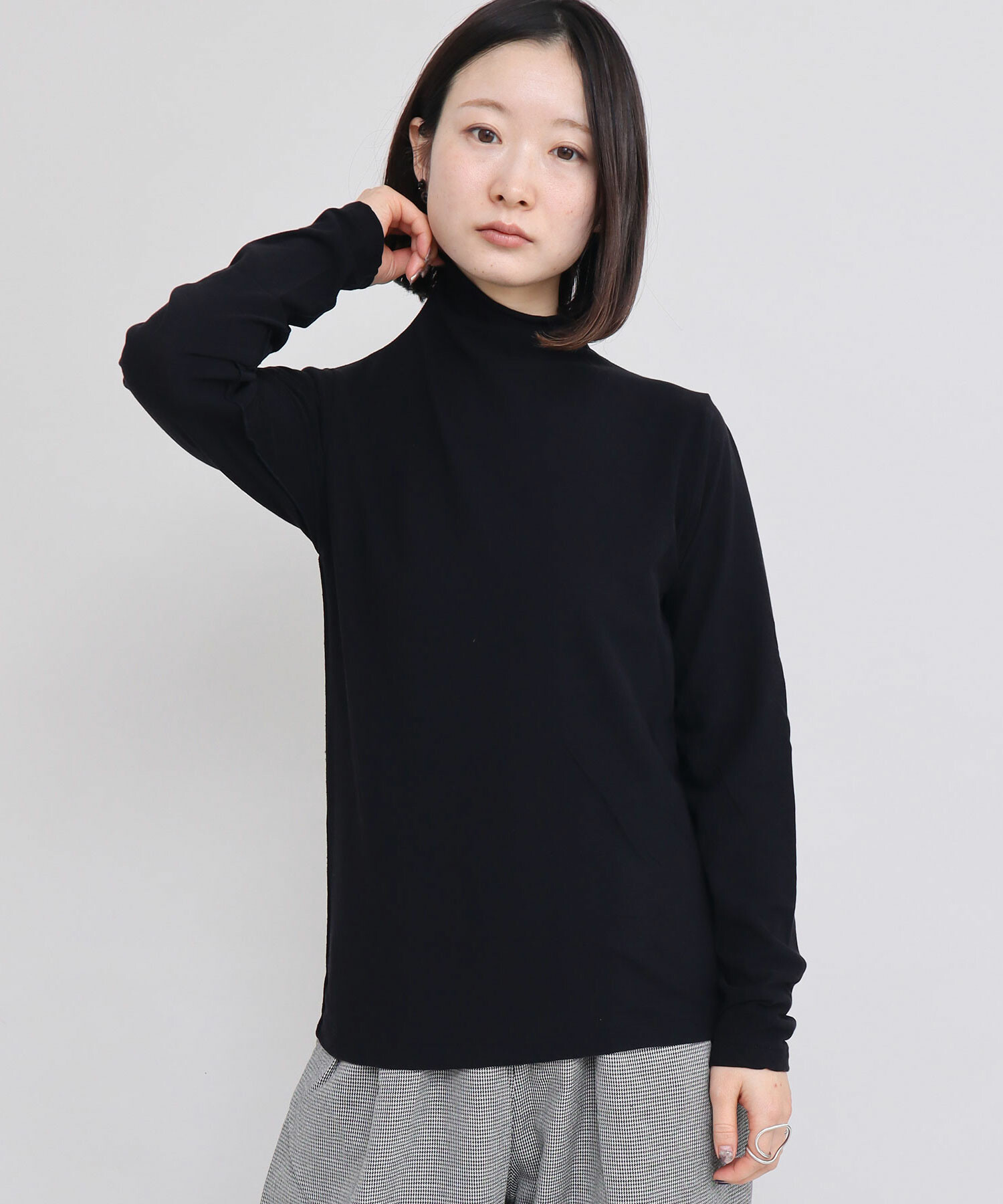 AMBIDEX Store GV天竺ハイネック長袖プルオーバー(F クロ): iki