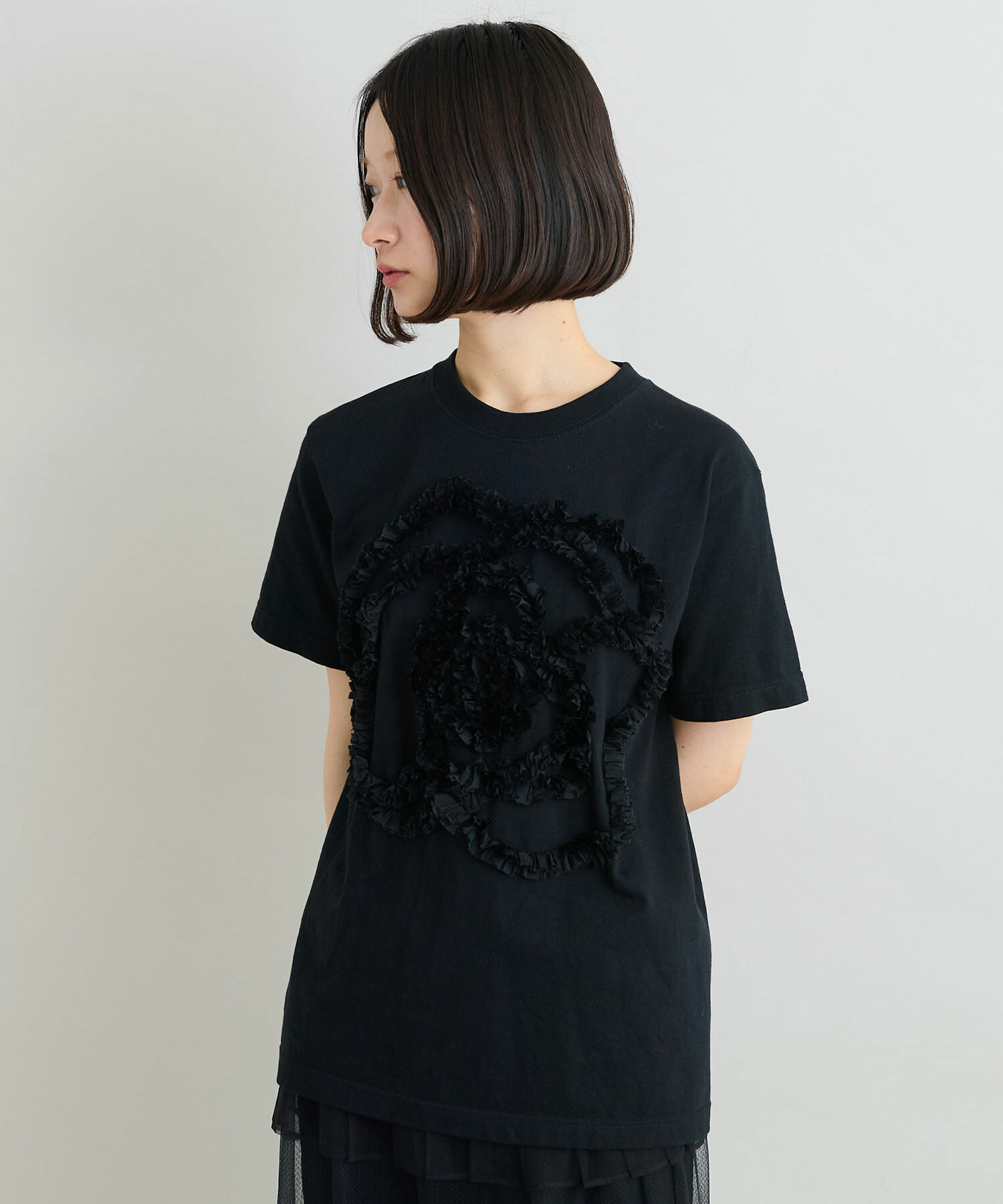 tシャツ 天竺コード刺繍Tシャツ レディース AMBIDEX Store △セミコーマ天竺 テープ刺繍 Tシャツ(F グレー): iki