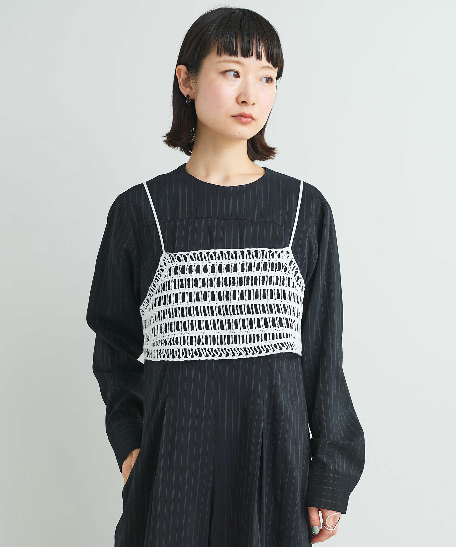 AMBIDEX Store 〇テープヤーンループ刺繍 ビスチェ(F シロ): iki