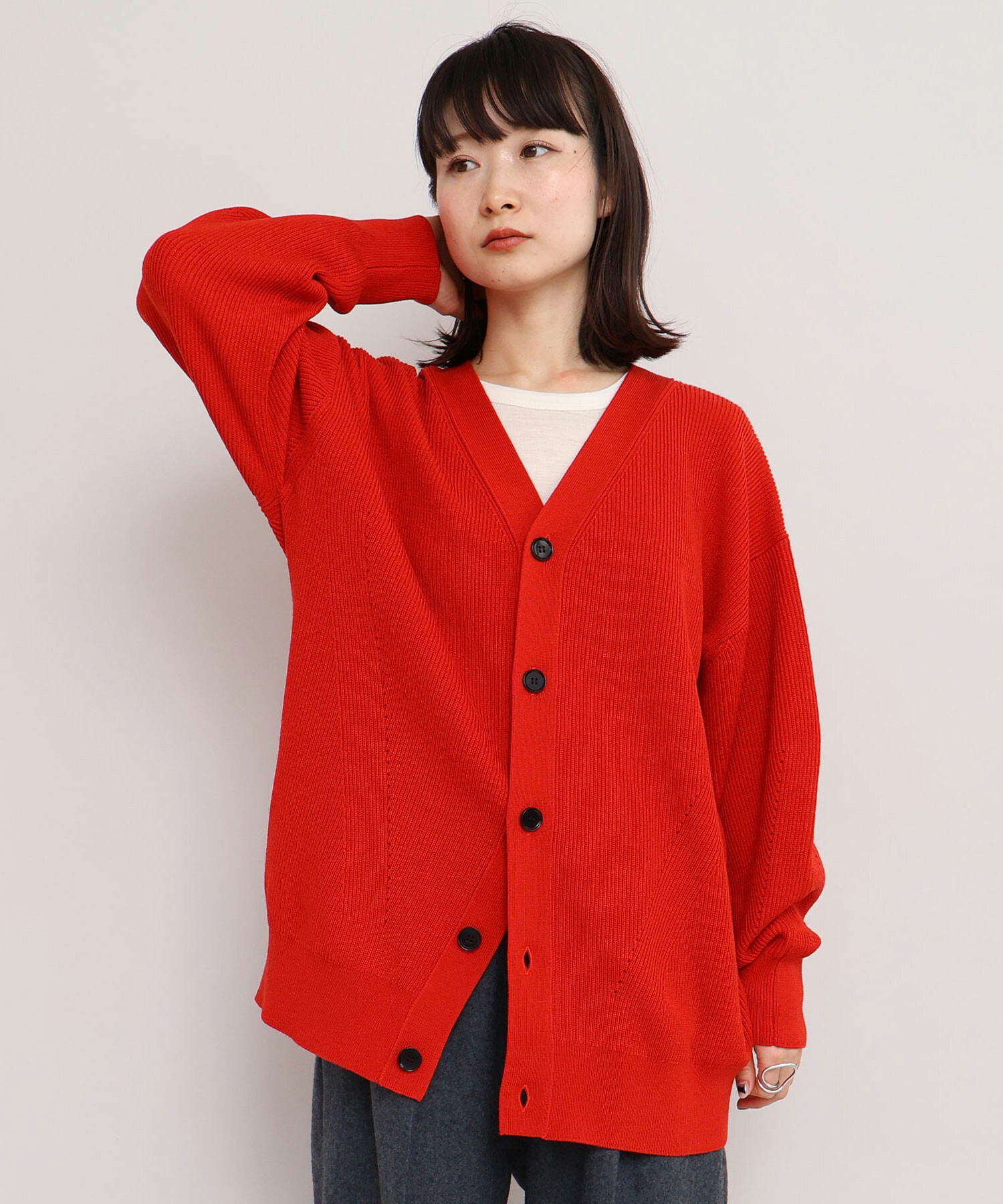 AMBIDEX Store BOUND WOOL Vネック BIGカーディガン(F キナリ): iki