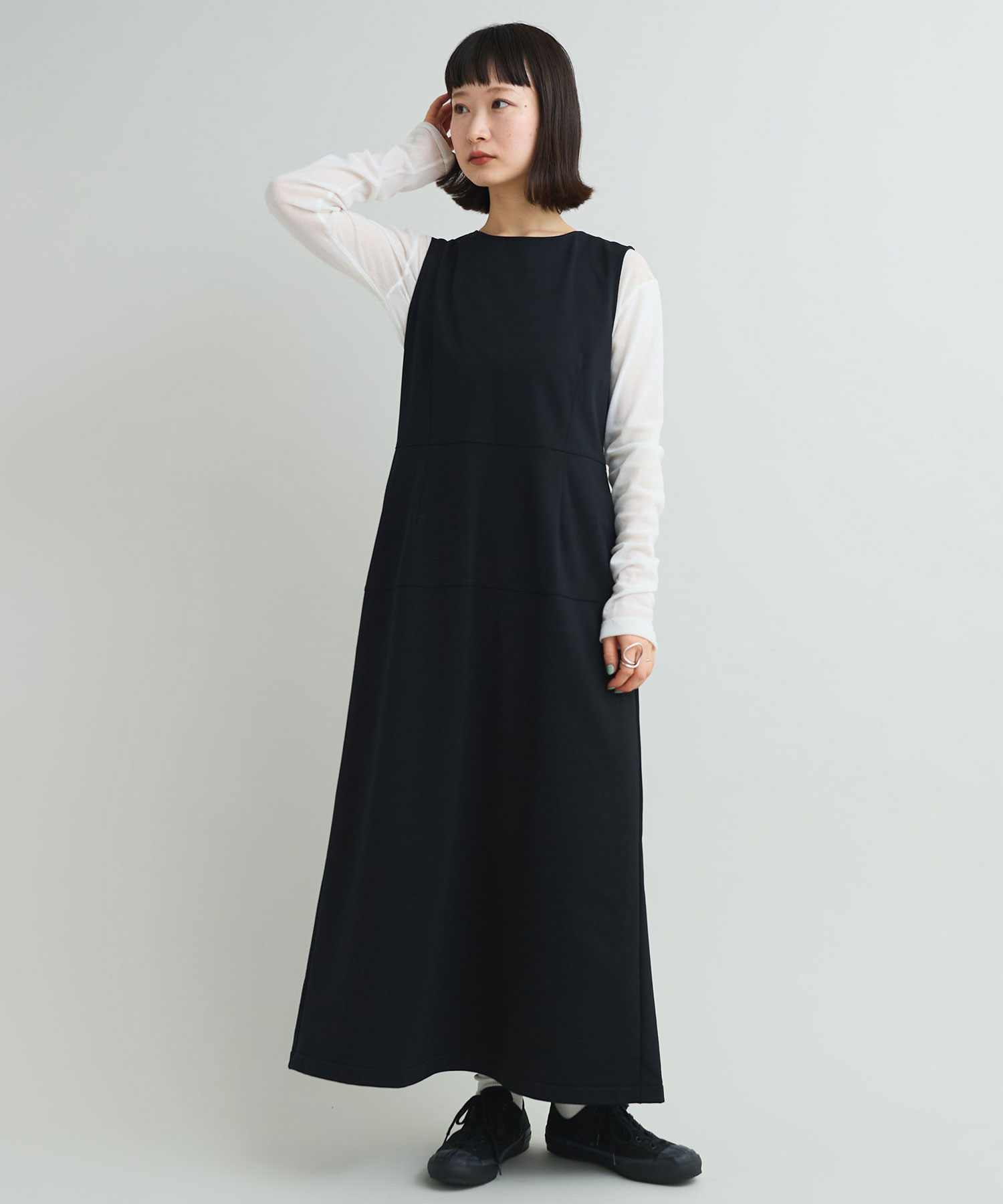 AMBIDEX Store 〇PBT裏毛 ノースリ ワンピース(F クロ): iki