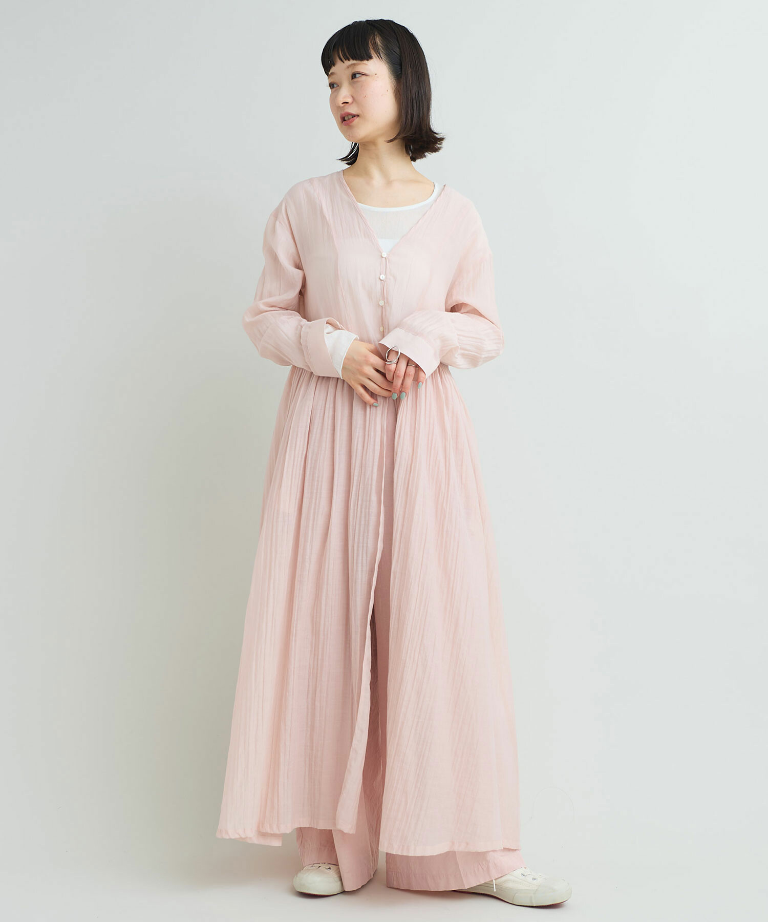 AMBIDEX Store 〇綿ナイロンローン ガウンロング ワンピース(F シロ): iki