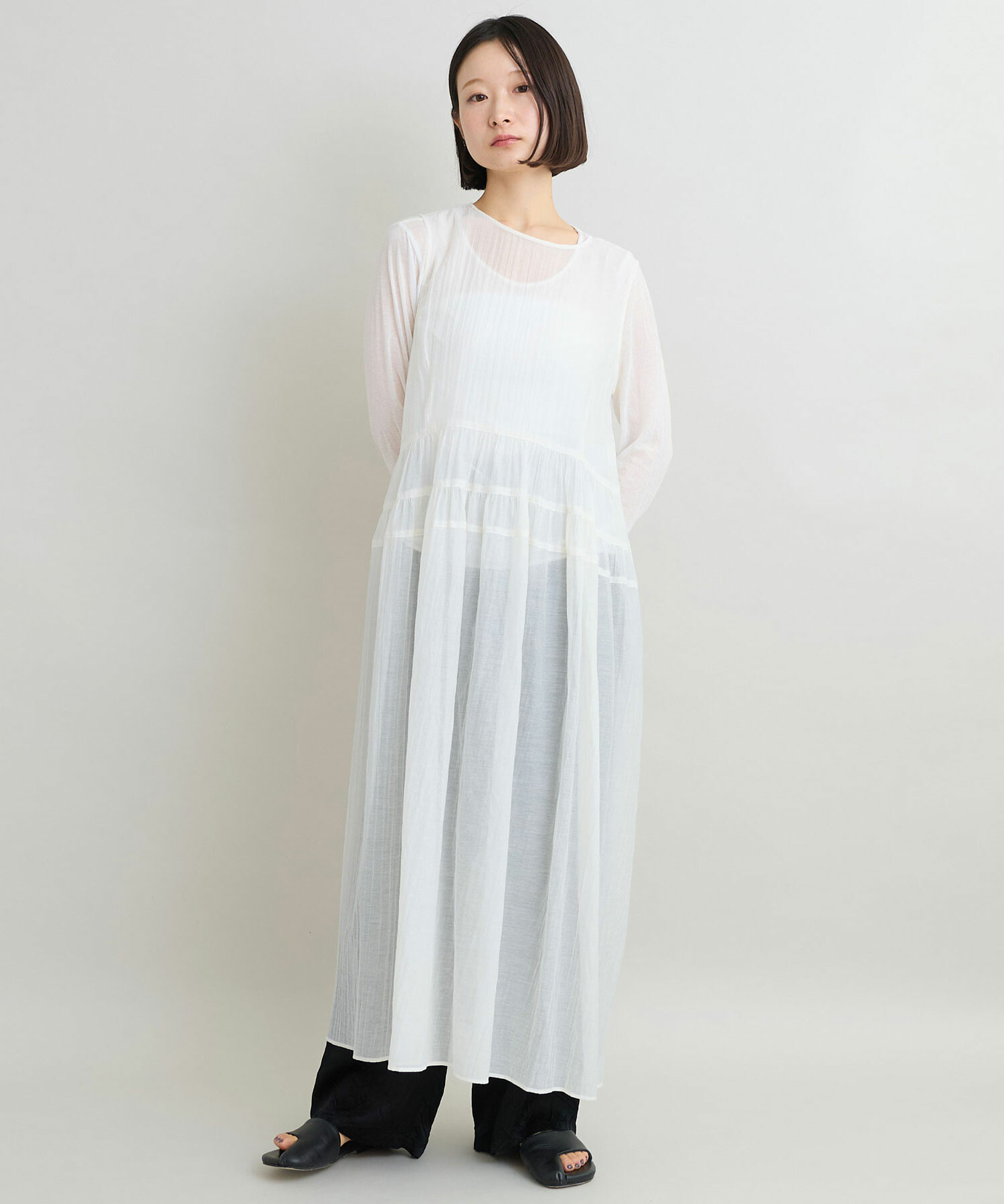 AMBIDEX Store △〇ナイロン綿ローン ティアードワンピース(F