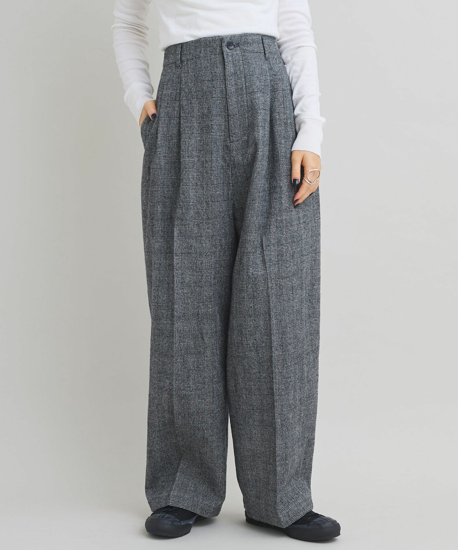 AMBIDEX Store 〇強縮ウール 2タックテーパード パンツ(F