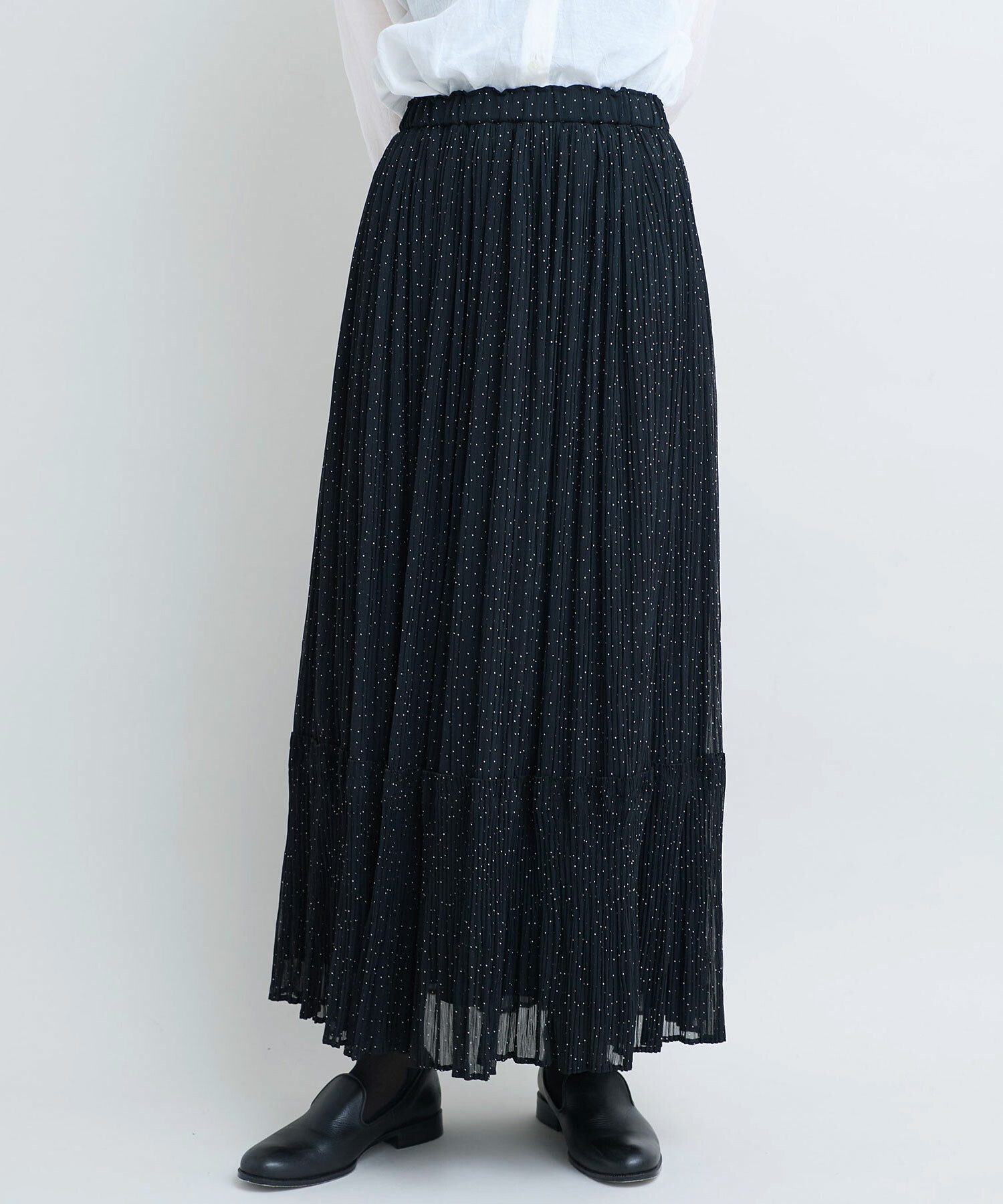 AMBIDEX Store ヨウリュウドット ランダムシワ裾プリーツ スカート(F