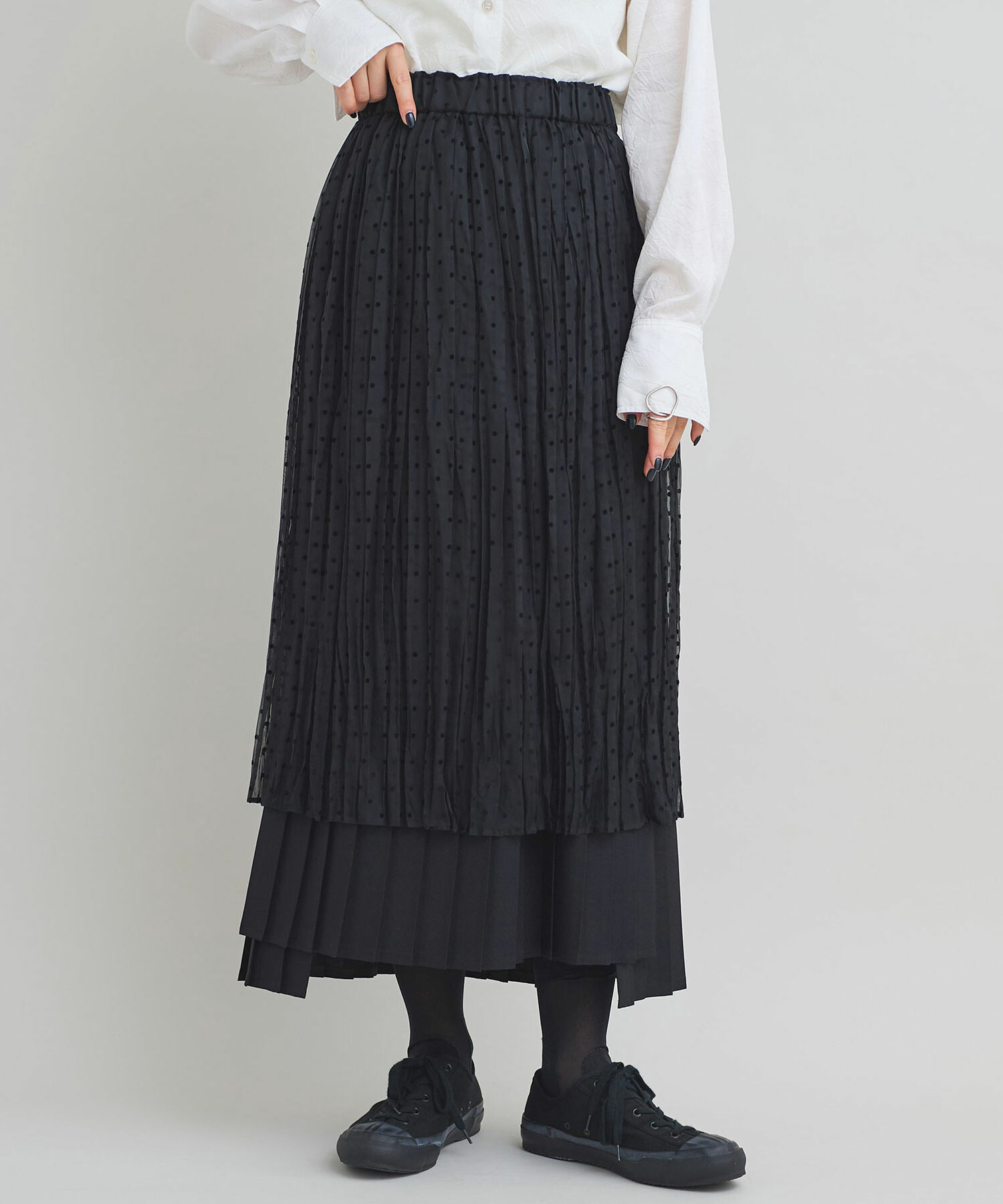 【新作！】 MARK&ELONA ブラック プリーツスカート WOMEN タックプリーツスカート ブラック