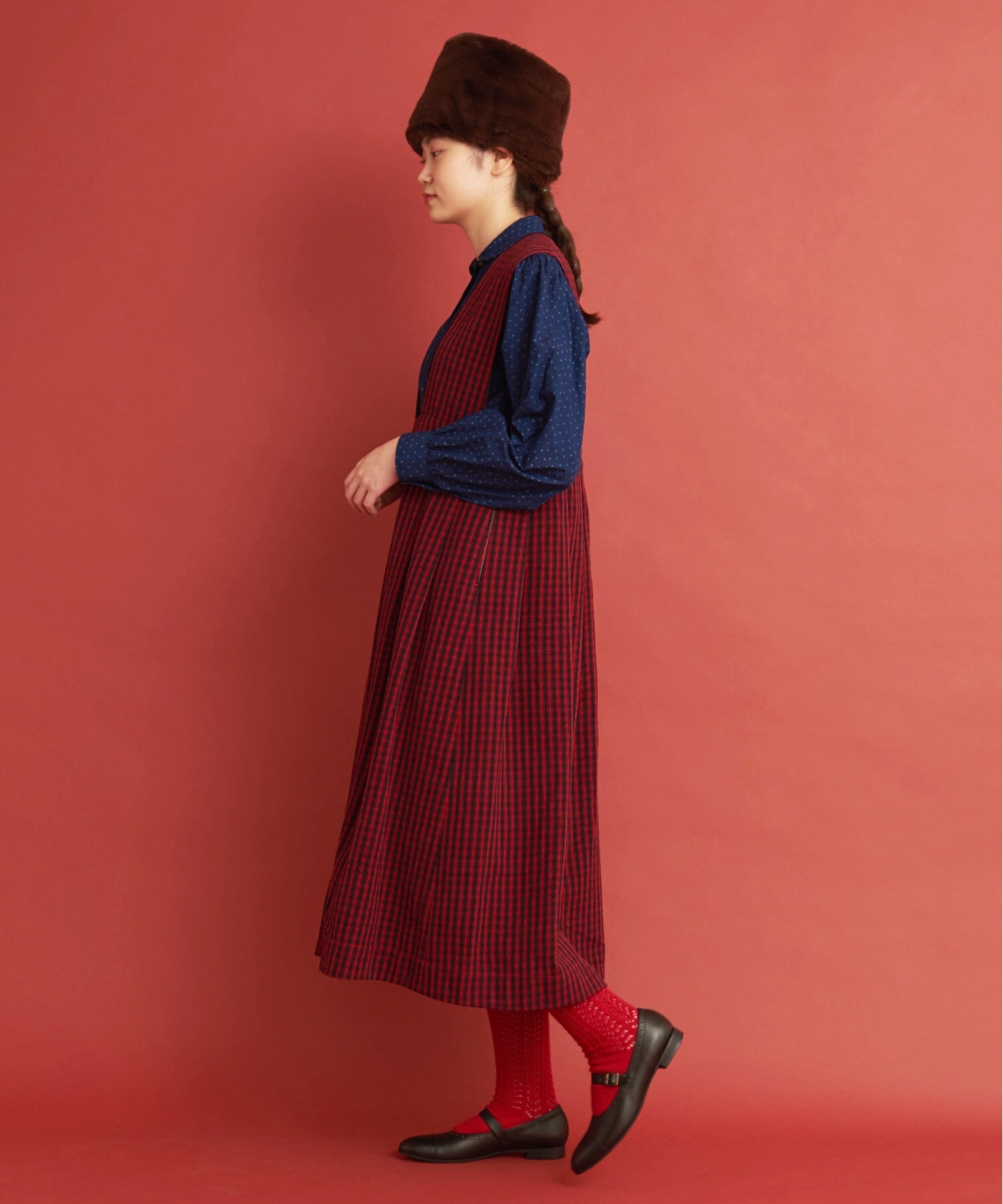 AMBIDEX Store ○malle ウール/コットン/リネン ジャンパースカート(F 