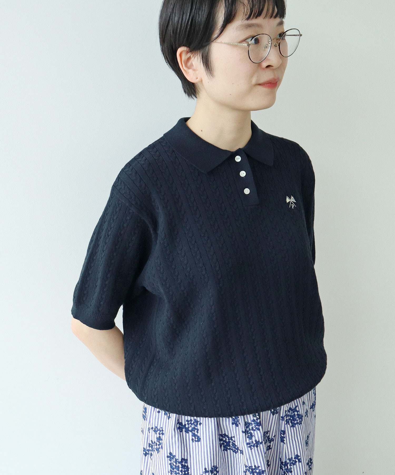 AMBIDEX Store ○強撚綿 襟付きニットポロシャツ(F キナリ): PAR ICI