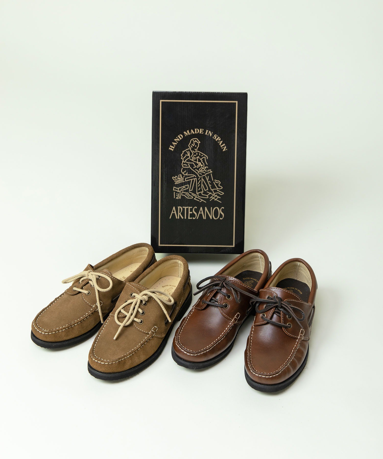 AMBIDEX Store ○スウェード/オイルレザー デッキシューズ(37 コゲチャ