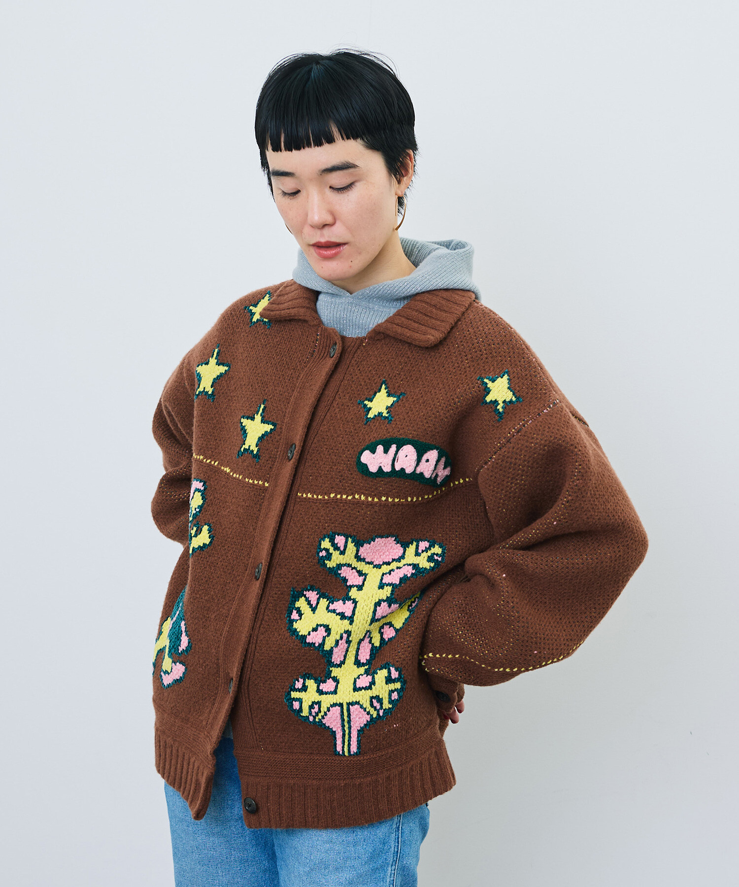 MARK&LONA/カモフラスカル ダウンxニットブルゾン(レディース L) AMBIDEX Store 【予約販売】〇Tsuru Taisuke×WAAN ニット