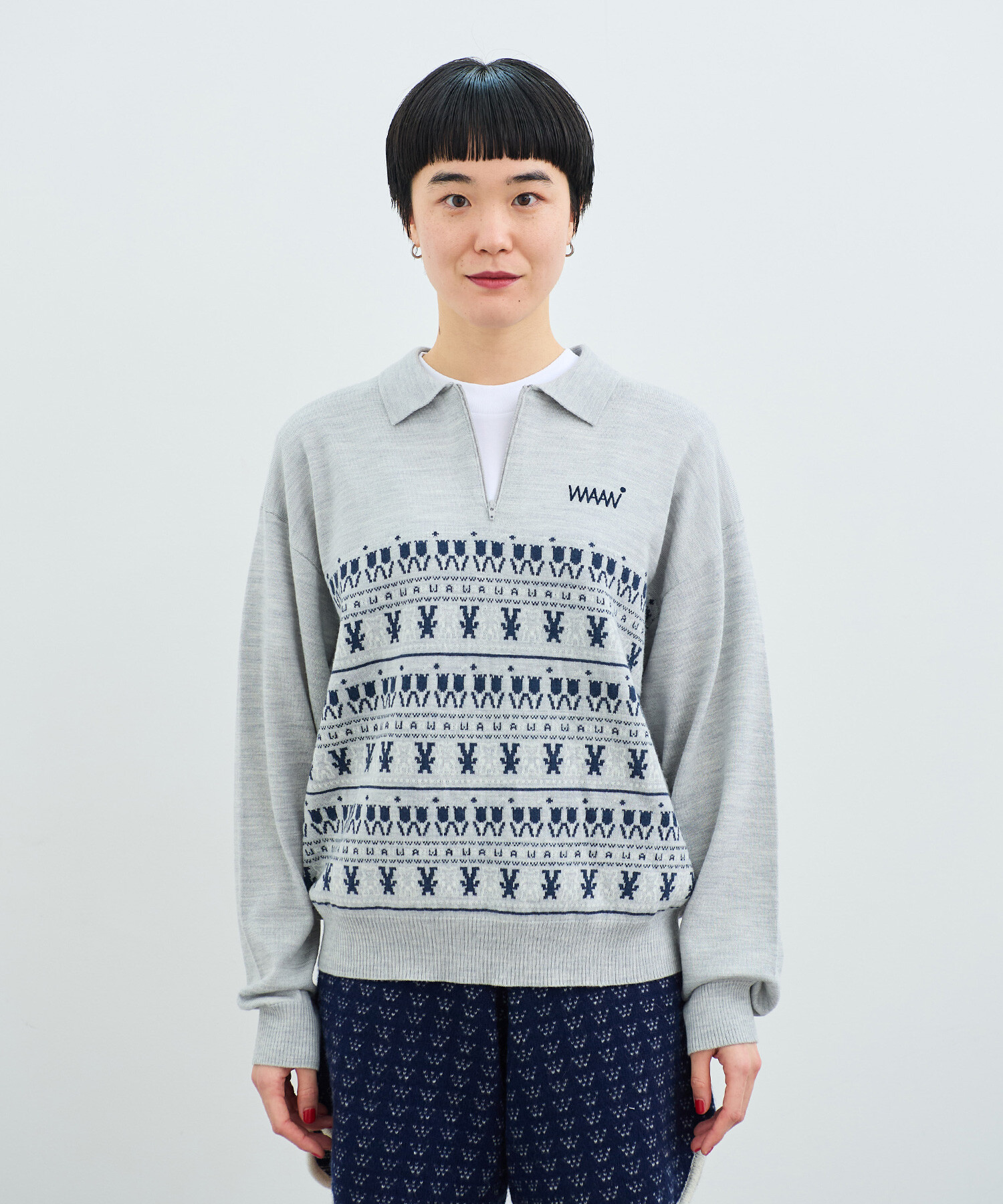 AMBIDEX Store 〇WAAN JACQUARD ハーフジップブルゾン(F GRAY