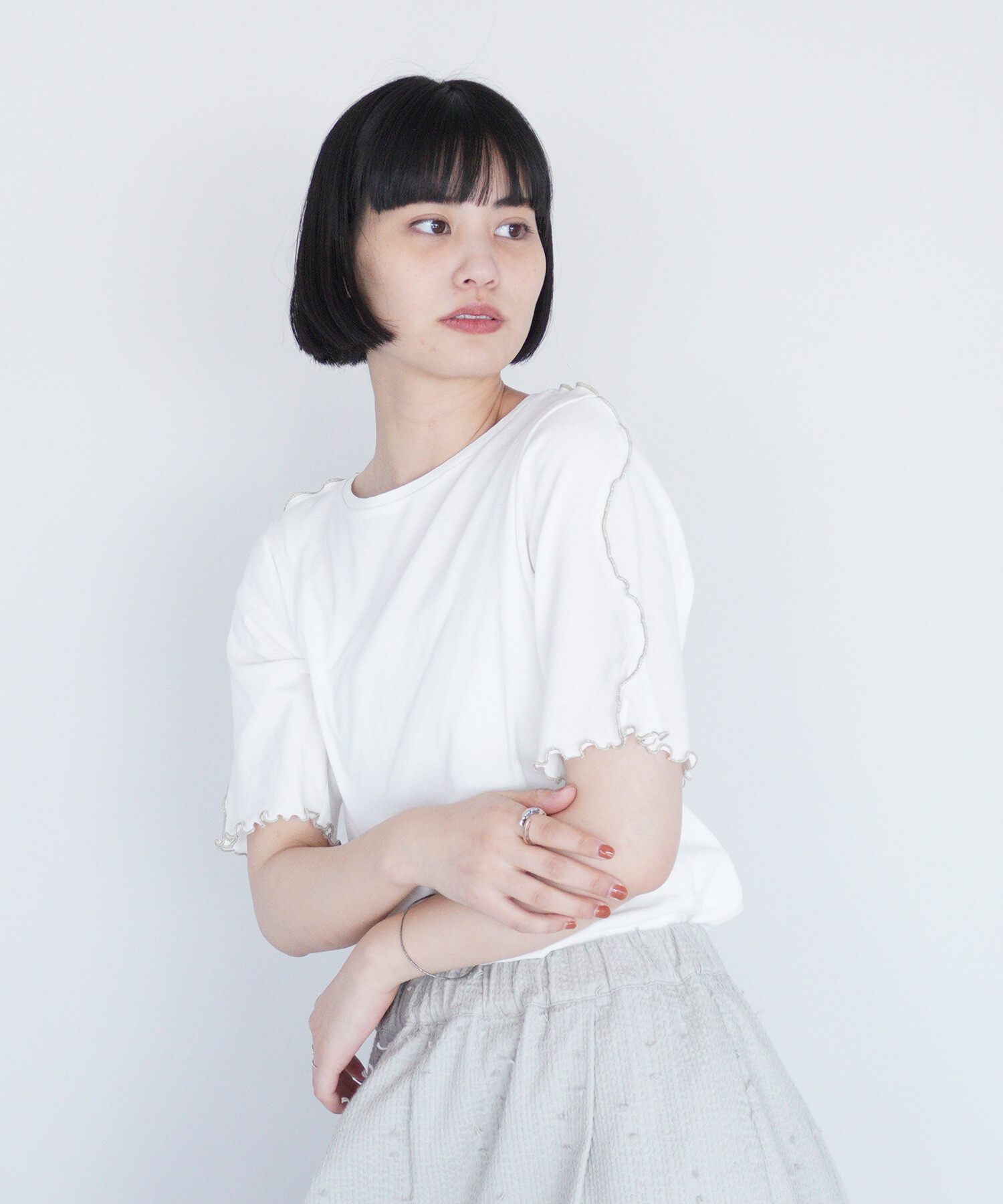 OKIRAKU◆半袖カットソー/FREE/コットン/ホワイト/プリント/BD24403 WHYTO. 2WAY プリントTシャツ レディース MOMENT WHT25HBL4064