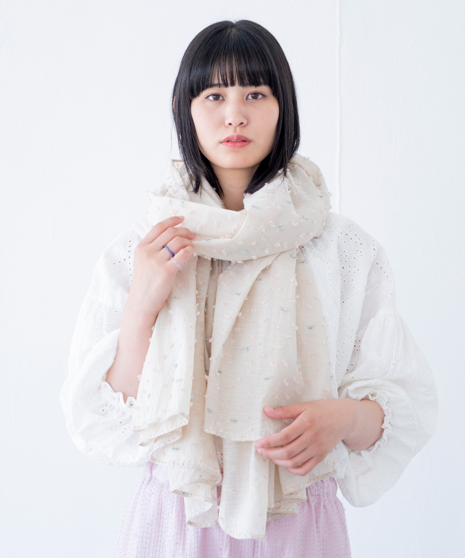 AMBIDEX Store 〇花吹雪' jacquard ストール(F ベージュ): Rin