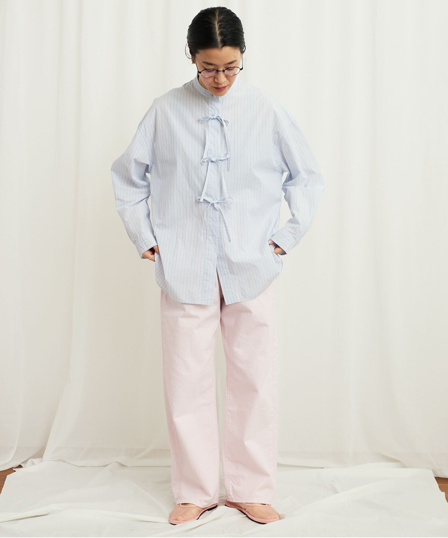 fig Londonフィグロンドンribbon long shirt ストライプ - メルカリ