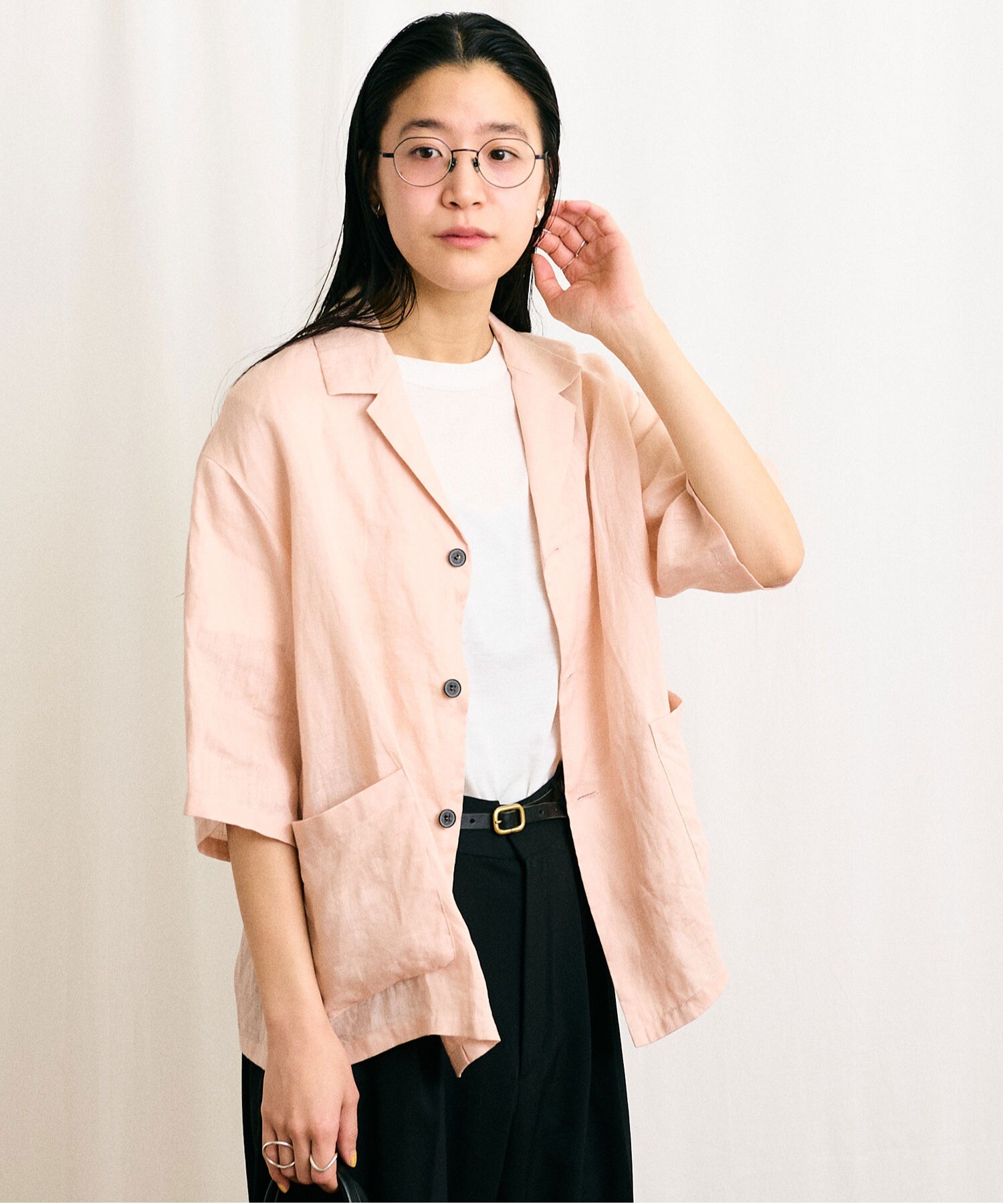 fig London daily LINEN セーラーブラウス