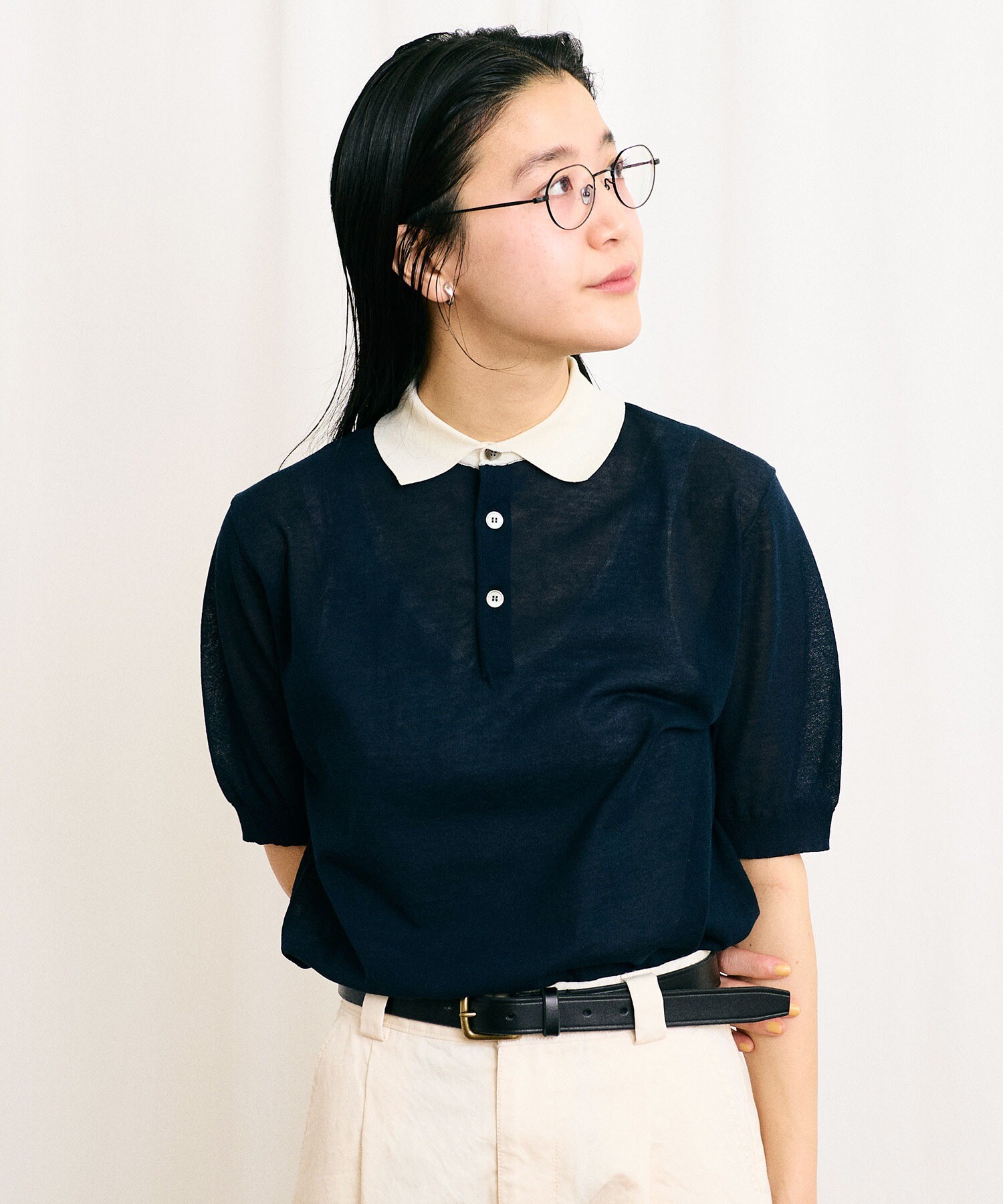 AMBIDEX Store 【予約販売】〇SHEER knit polo(F ボーダー): l