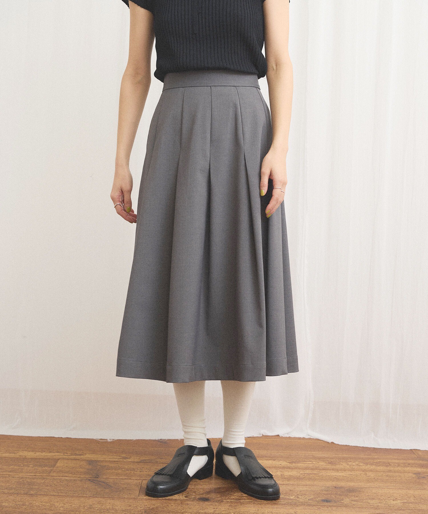 AMBIDEX Store 〇standard tuck skirt(F チャコールグレー): l'atelier