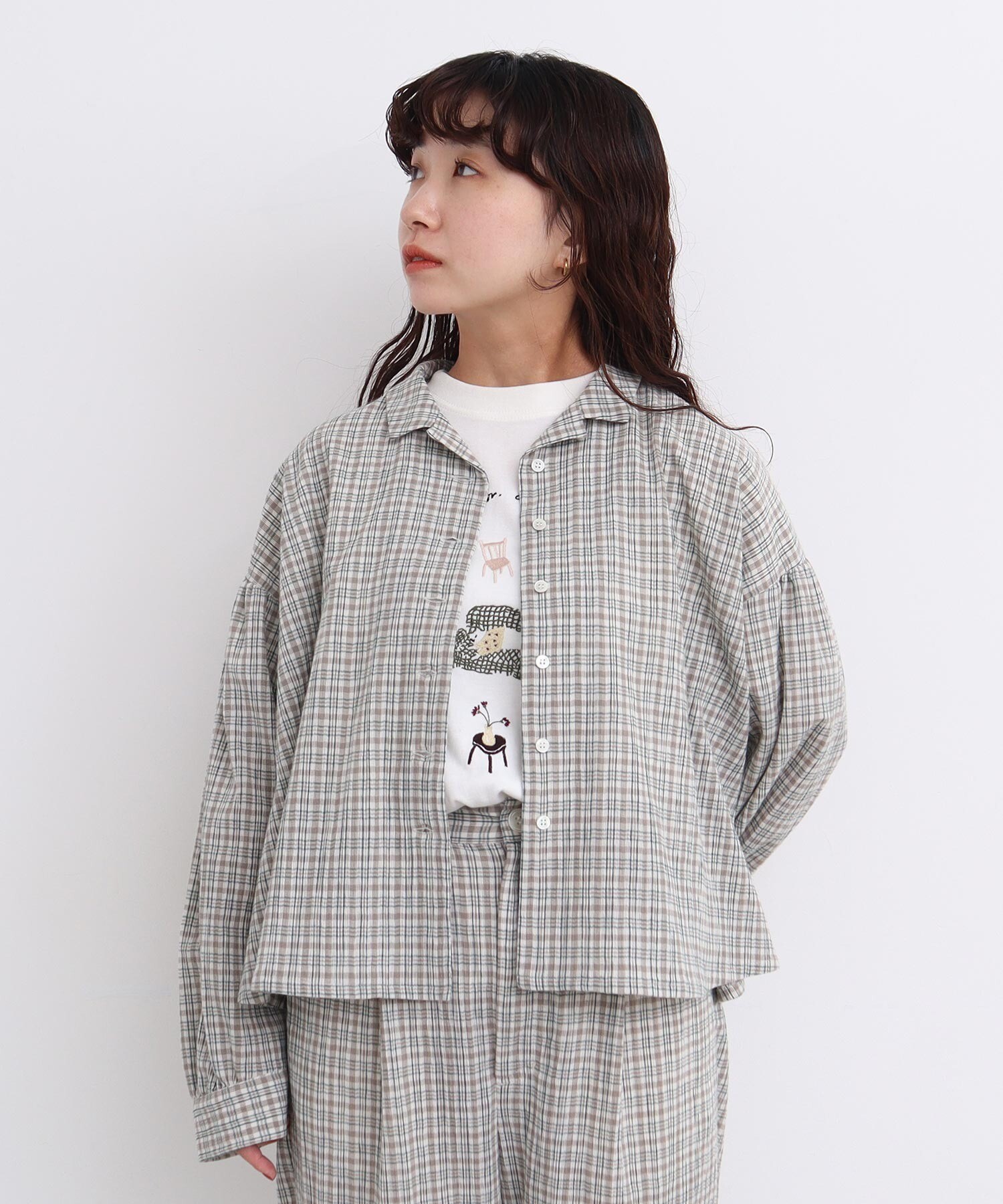 Lilycocoページ AMBIDEX Store 【予約販売】〇やさしいチェック ちび開襟