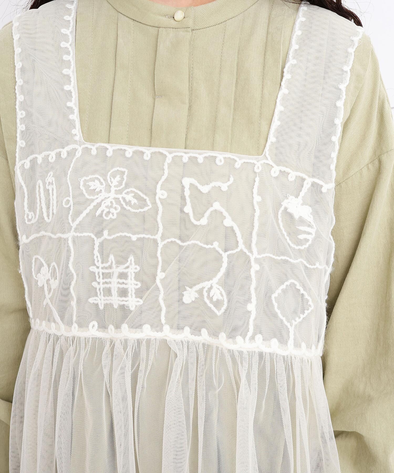 AMBIDEX Store ○いちごのコード刺繍 重ねるチュールブラウス(F キナリ