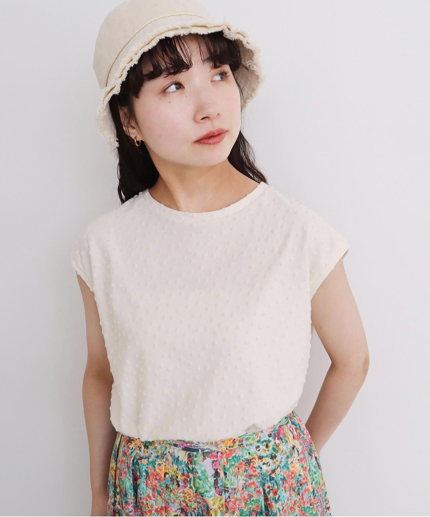 AMBIDEX Store 【予約販売】〇小ドットパイル フレンチTシャツ(F AMBIDEX Store 【予約販売】〇小ドットパイル フレンチTシャツ(F
