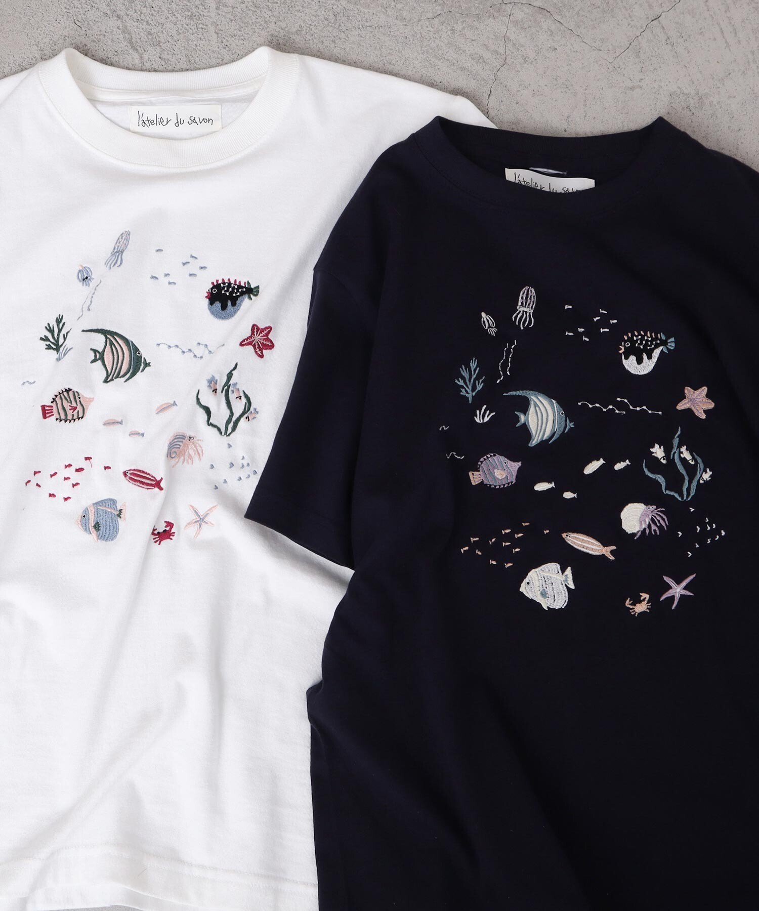 AMBIDEX Store 【予約販売】〇集まる海のさかな 刺繍Tシャツ(F