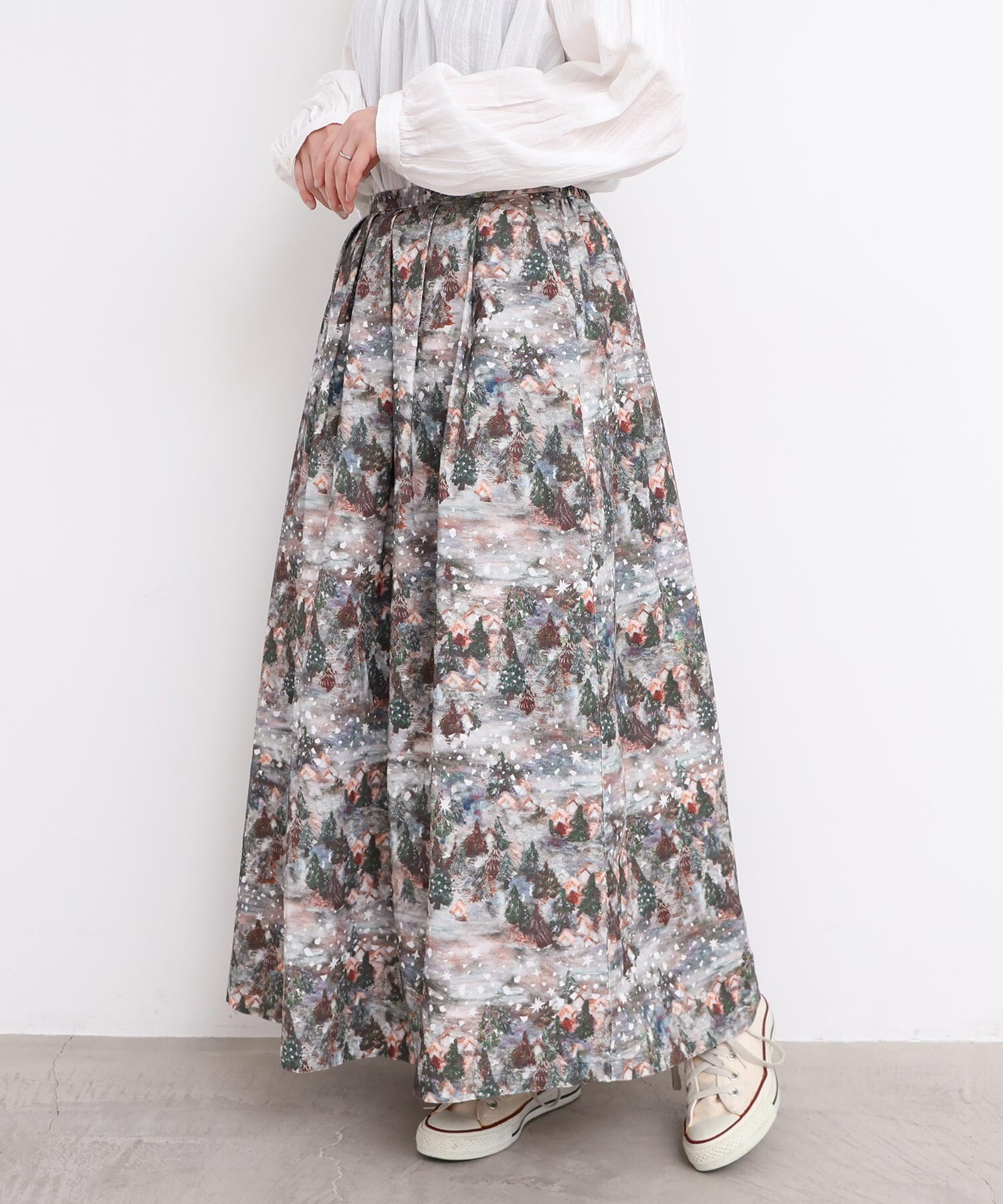 AMBIDEX Store 星くずと冬の街 シャツコールプリントスカート(F コン