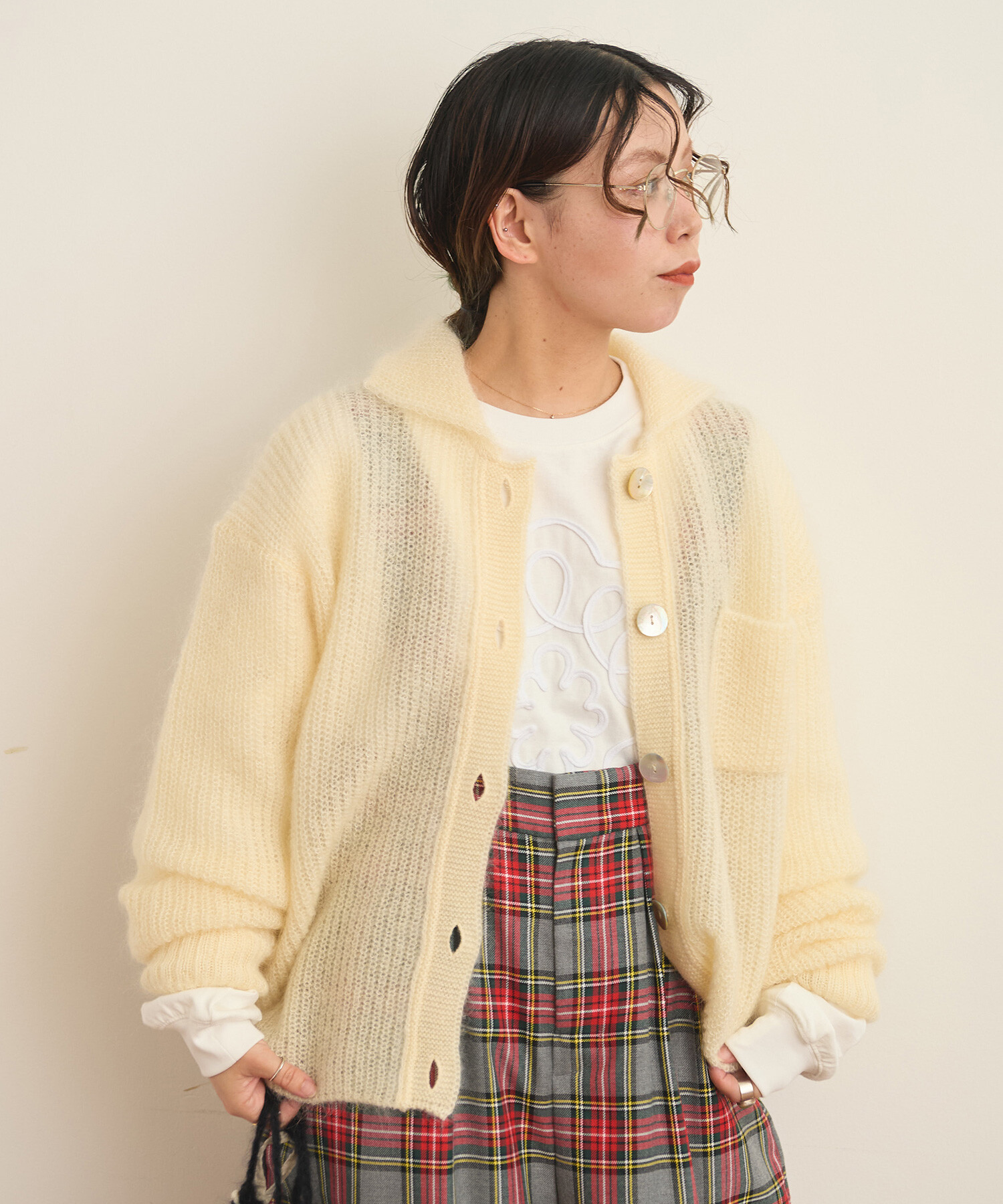 AMBIDEX Store 〇片畦 襟付きカーディガン(F グリーン): Rin international