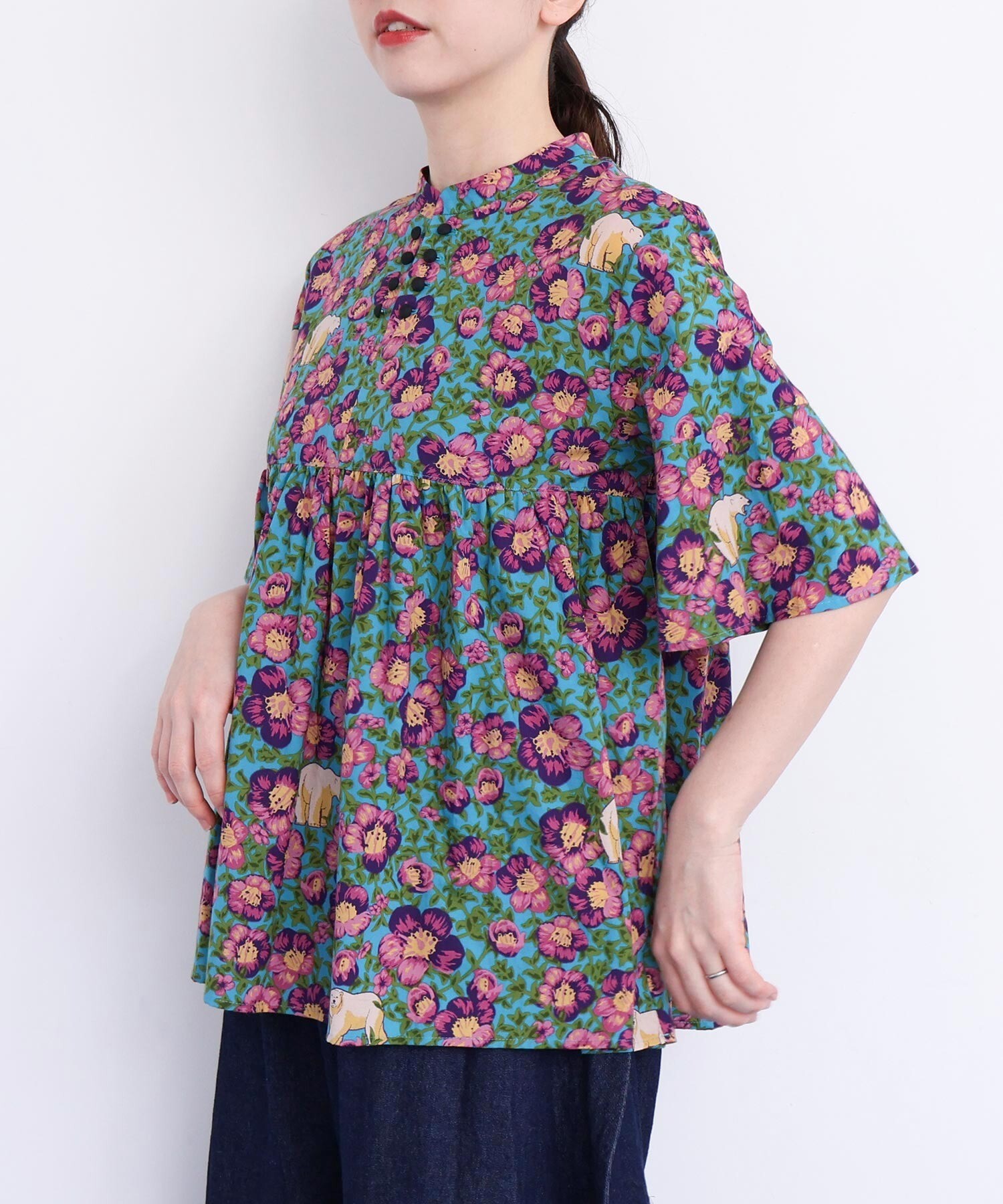 AMBIDEX Store ○Arctic Flower スタンドカラーブラウス(F