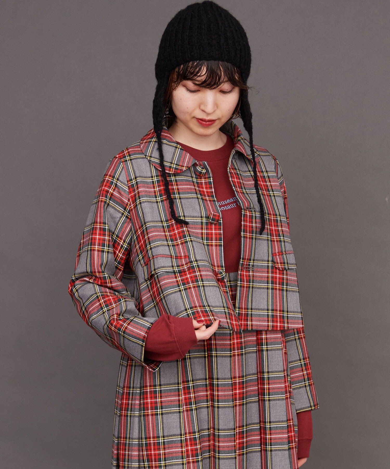 URU】WOOL CHECK SHORT JACKET - ブルゾン