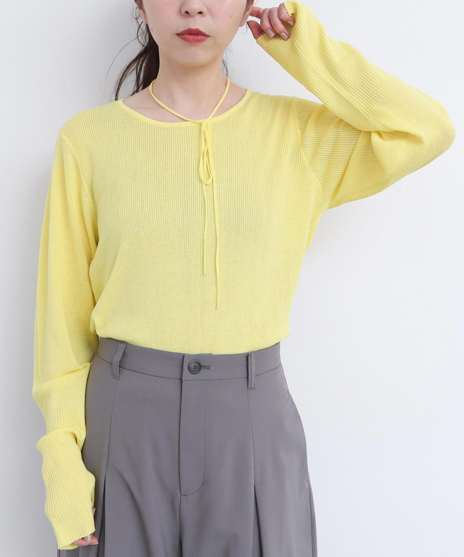 AMBIDEX Store ○○BICOLOR Choker リブニット(F グレー): l