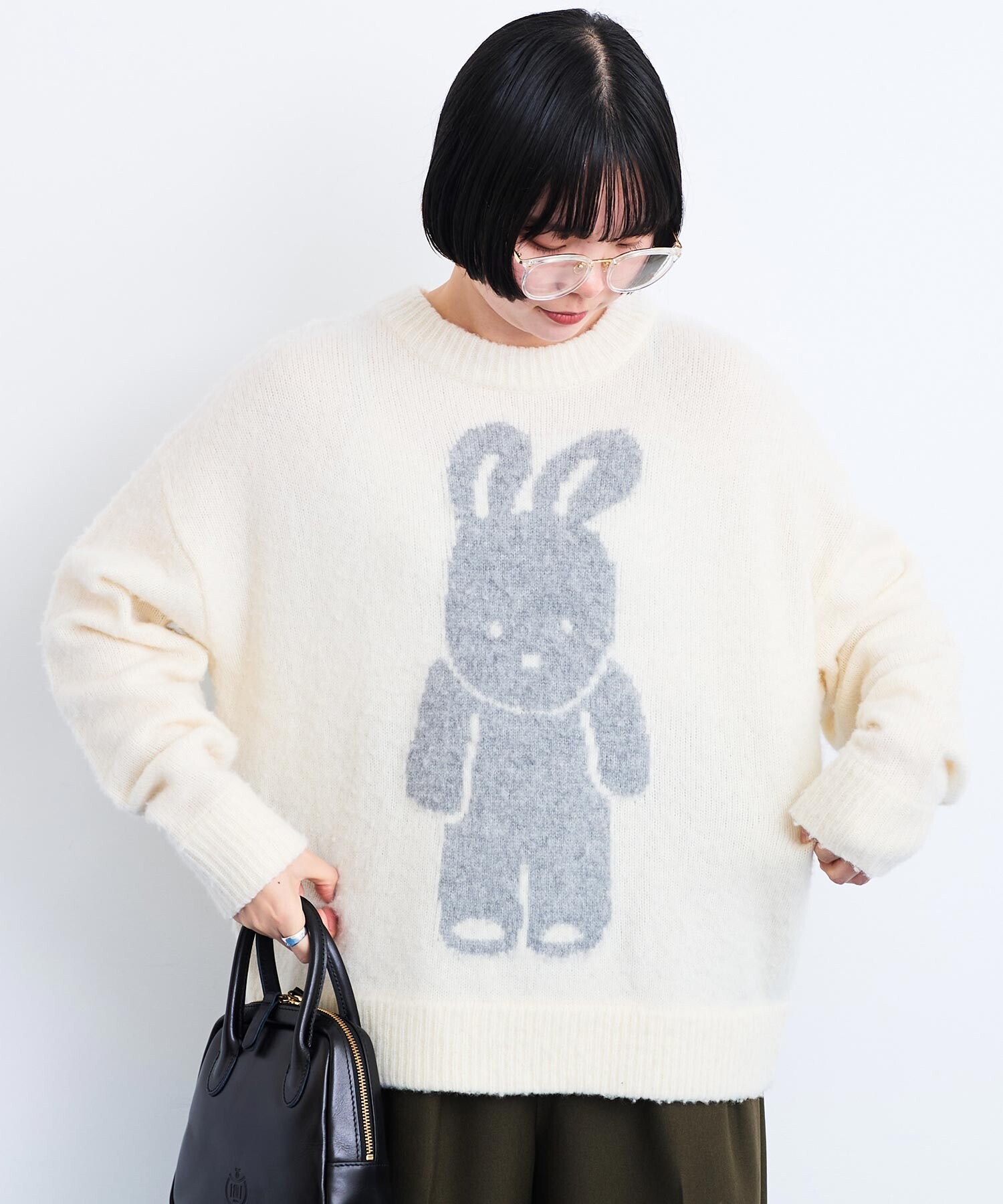 AMBIDEX Store MY BUNNY インターシャ 起毛ニット(F シロ): l'atelier du savon