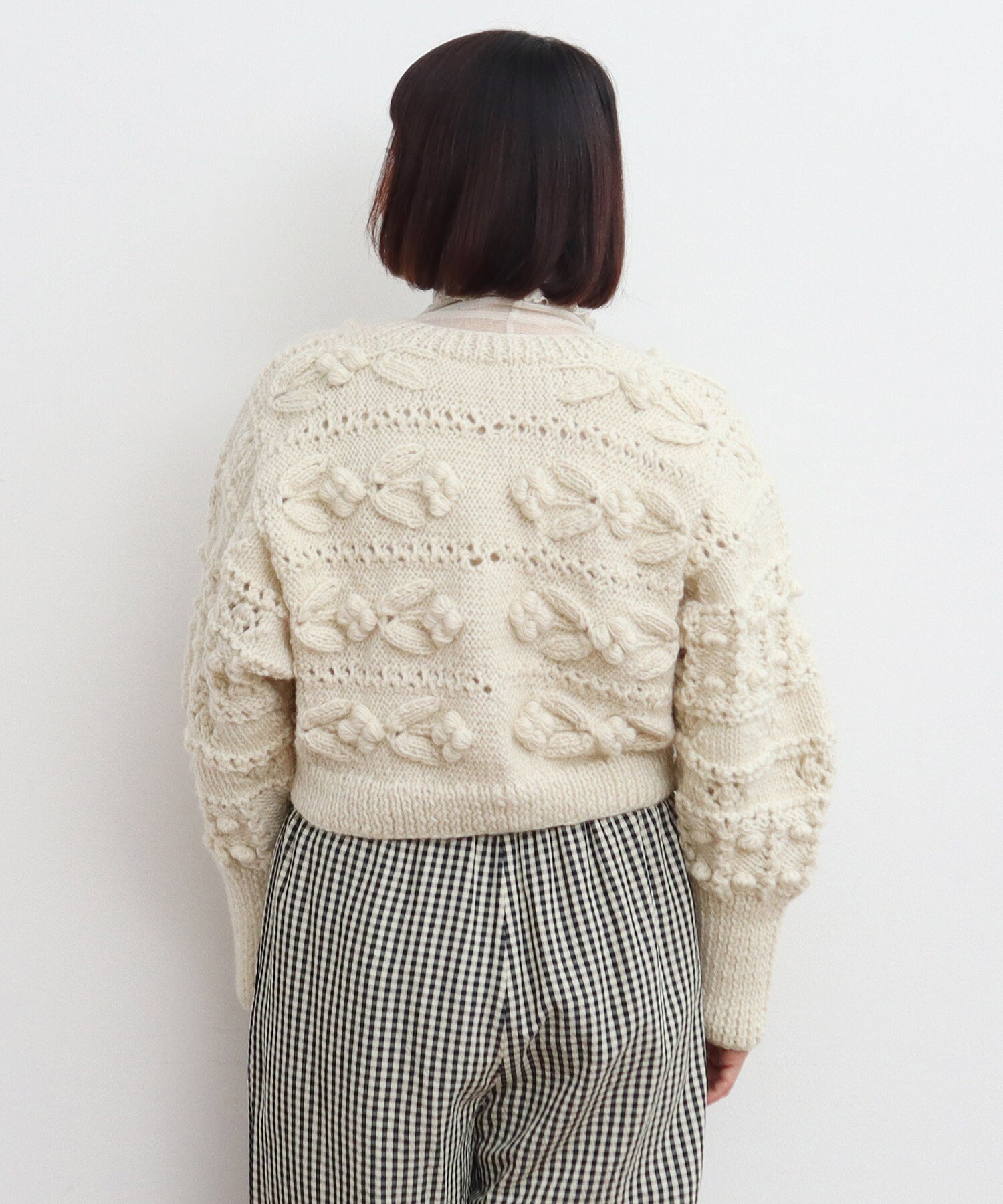 ネパールギルボックス もよう編みショートカーディガン