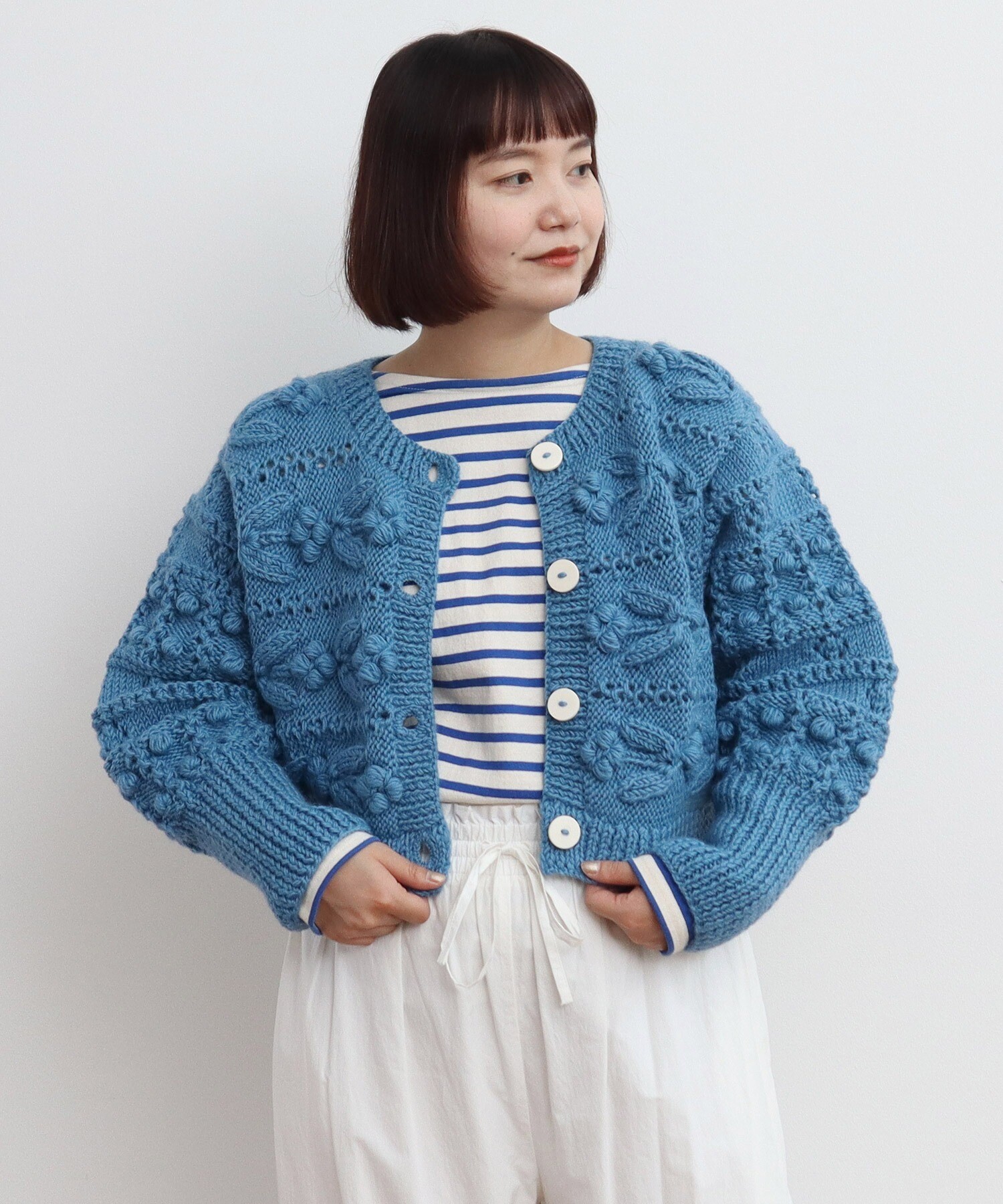 ★SALE★ネパールギルボックス もよう編みショートカーディガン ネパールギルボックス もよう編みショートカーディガン