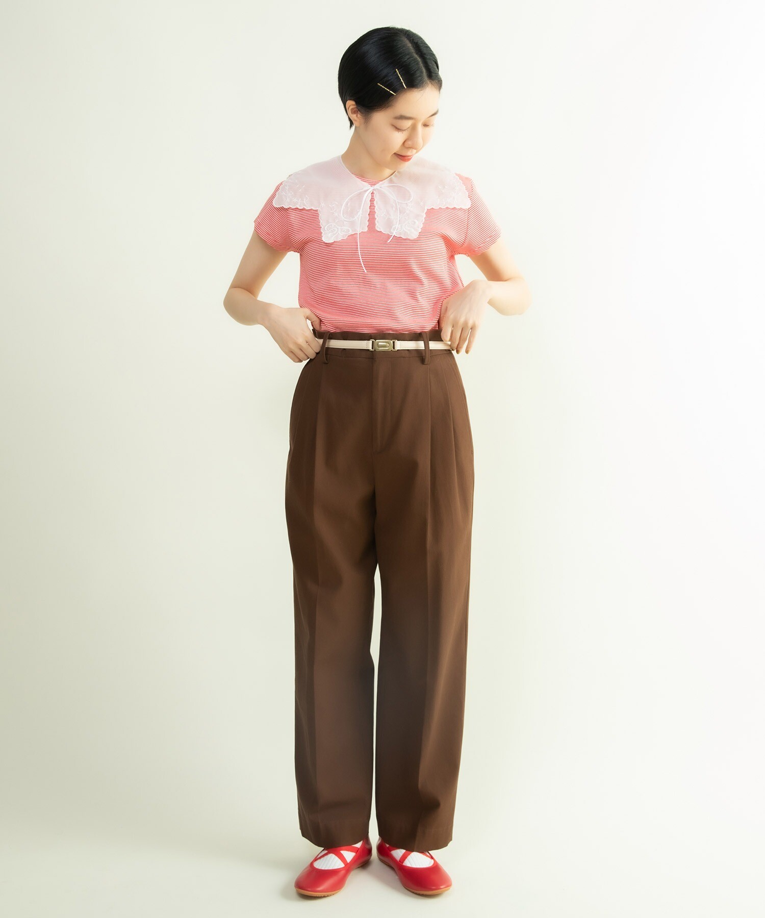 NEIGHBORHOOD ベージュ ストレートレッグパンツ M 大きいサイズ レディース ハイパージャージーリラックス