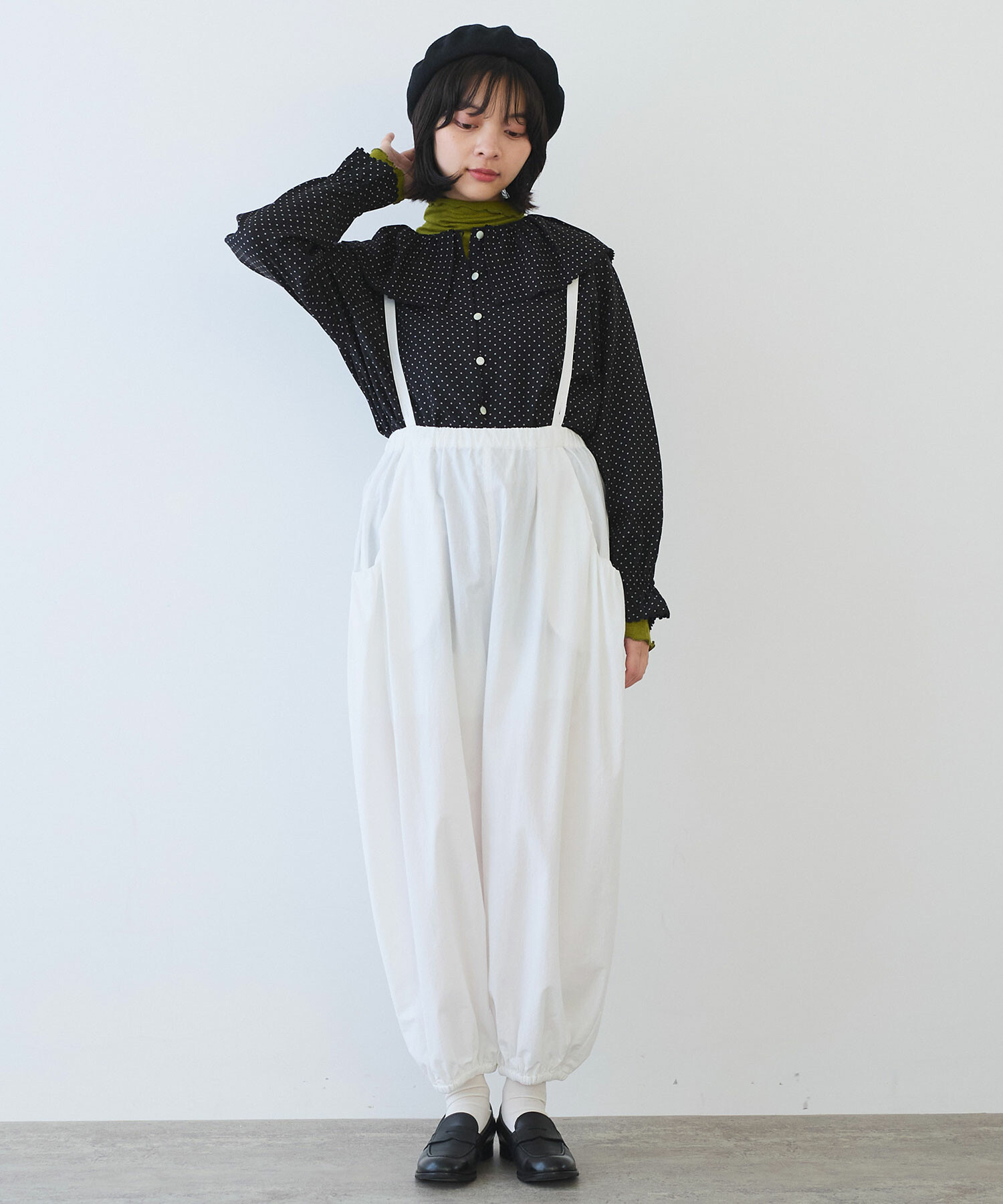 AMBIDEX Store △○ キュプラ ルナファー ドット プリント ケープ襟