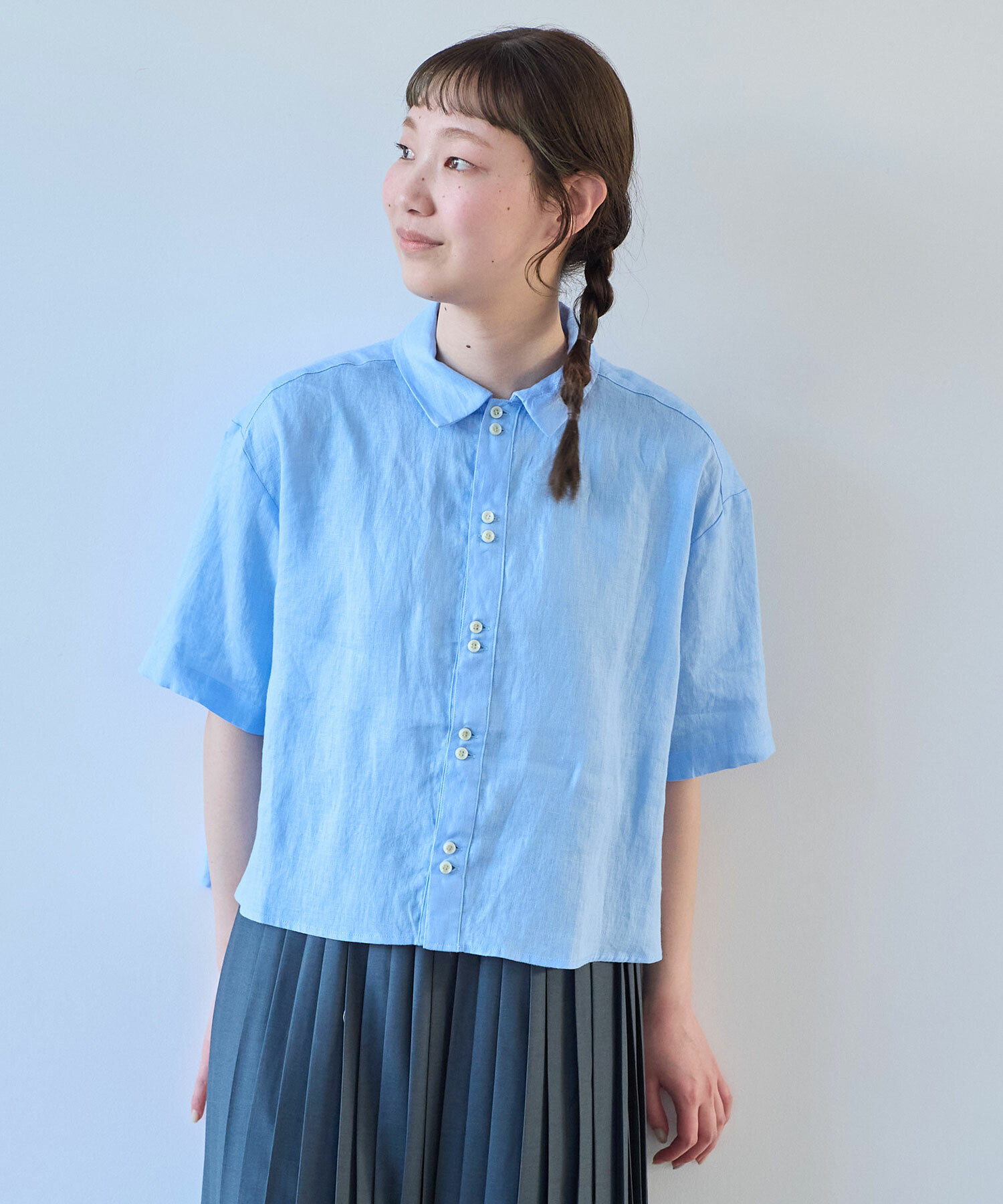 bulle de savonコットン/リネン AMBIDEX Store 【予約販売】○ 60sフレンチリネン boy shirt(F ピンク