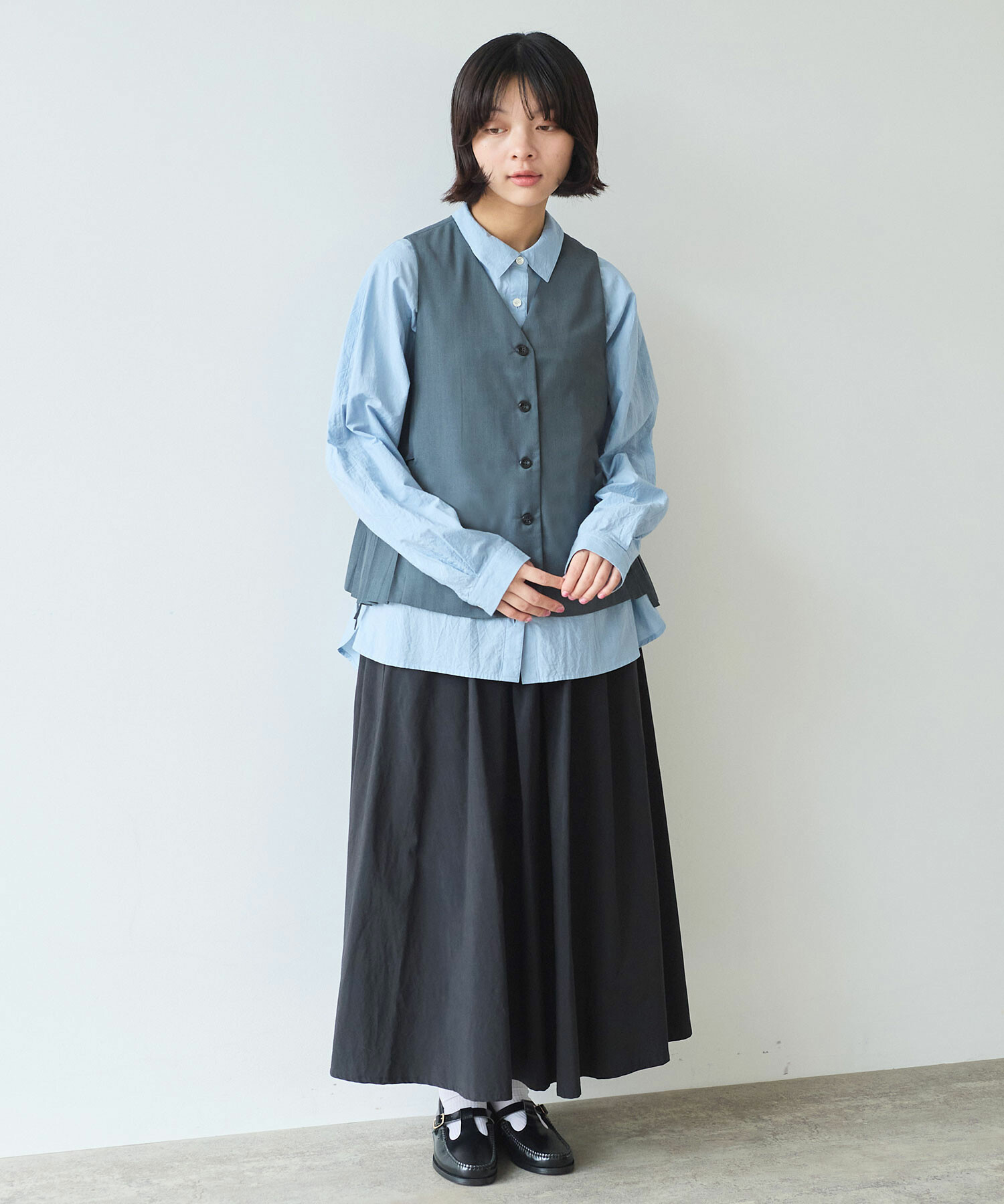 AMBIDEX Store △〇 T/R サイドプリーツベスト(F クロ): bulle de savon