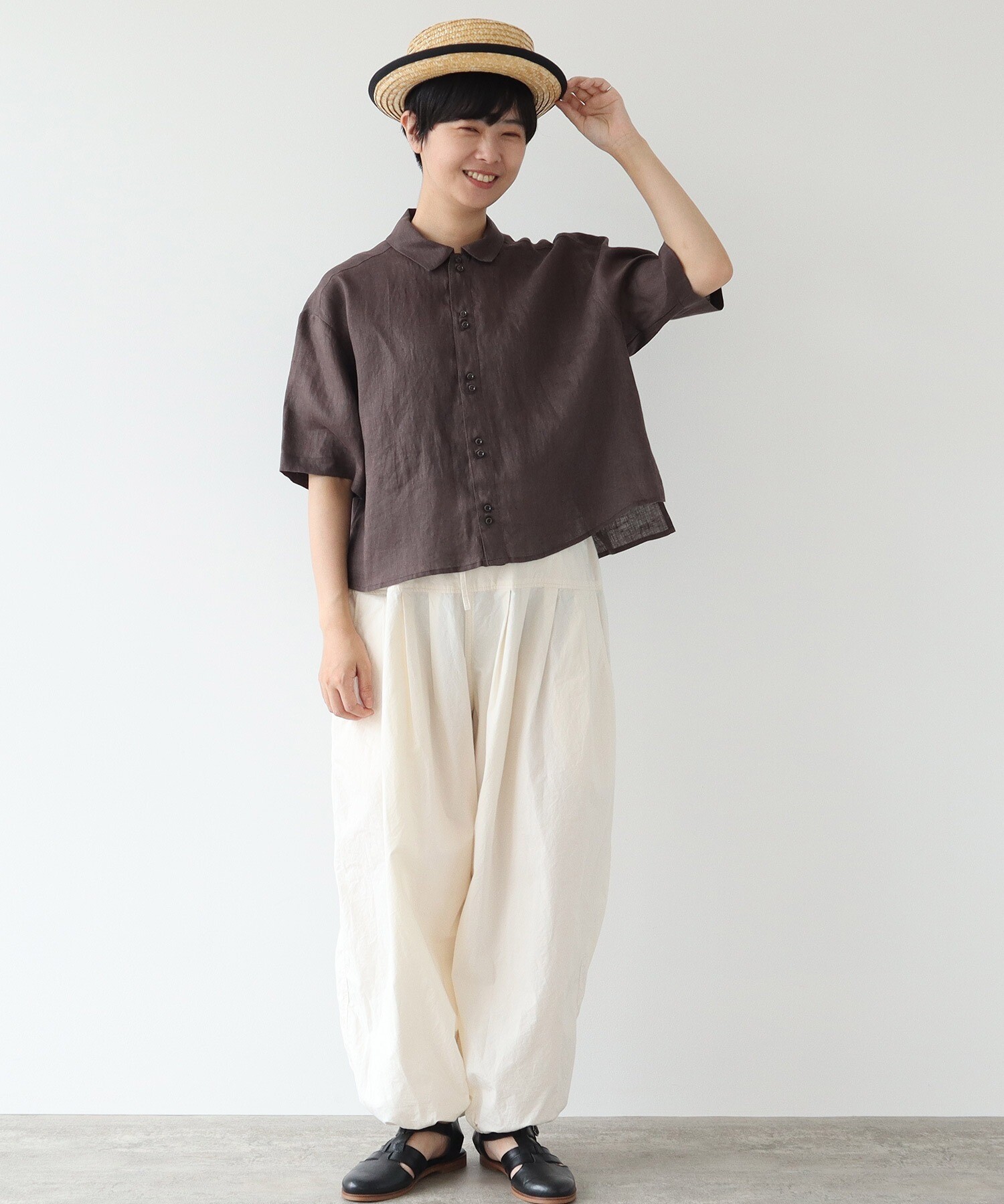 AMBIDEX Store ○60s フレンチリネン boy shirt(F チドリ): bulle de savon