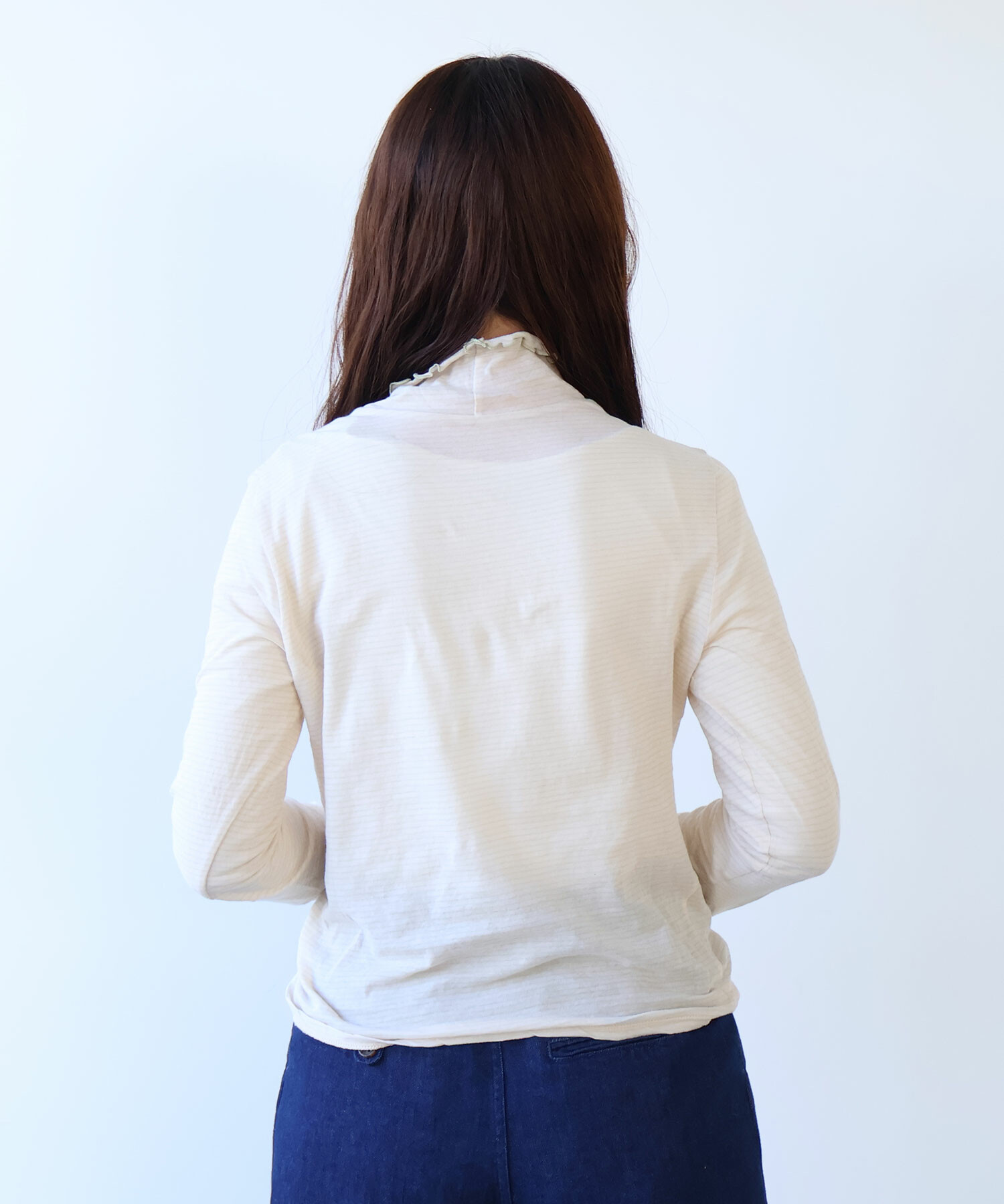 AMBIDEX Store ○ 60/-×60/- ボーダー ハイネックプルオーバー(F シロ