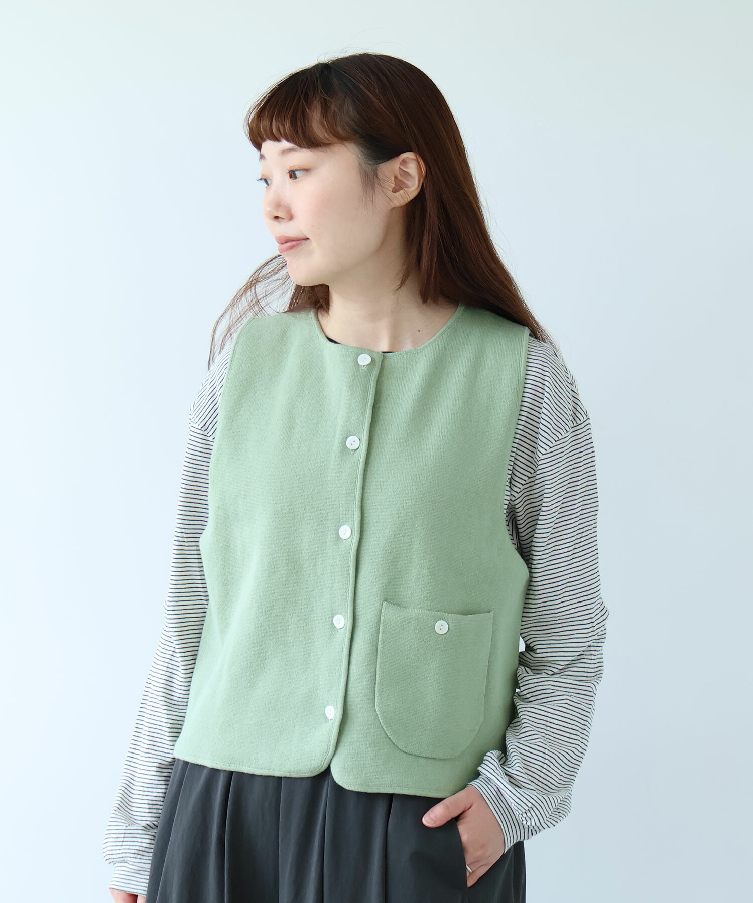 AMBIDEX Store ミラノリブ ベスト(F アオ): bulle de savon