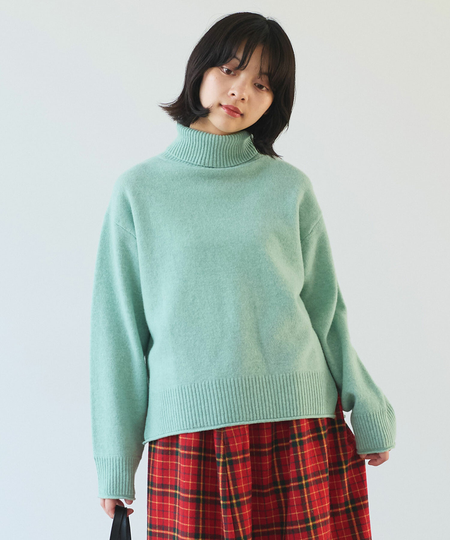 エスカーダ ニット ESCADA アニマル柄 タートルネック ライトブルー AMBIDEX Store 【予約販売】〇 ジーロンラム タートルネック
