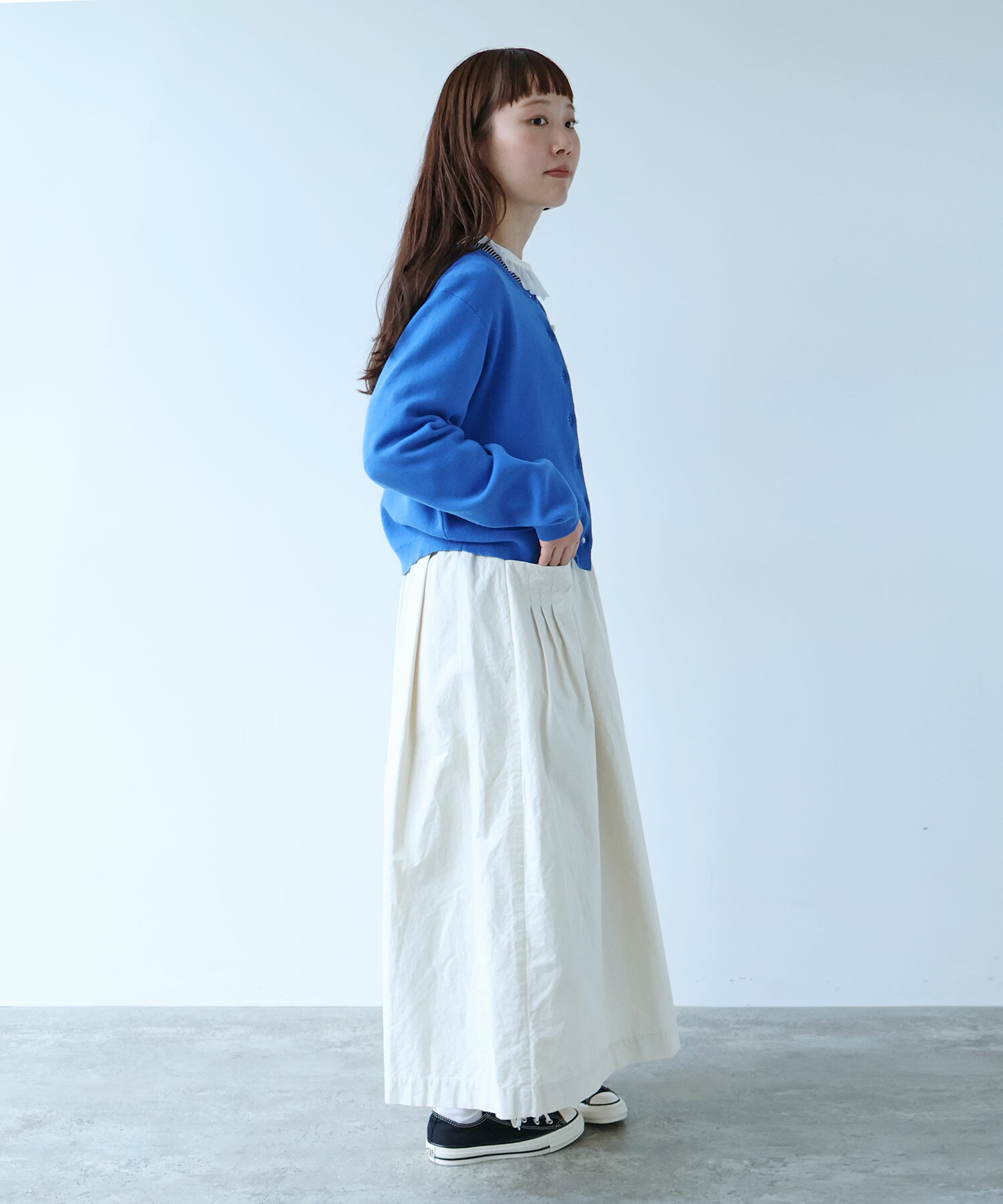 AMBIDEX Store ○ 14G cotton クルーカーディガン(F アオ): bulle de savon