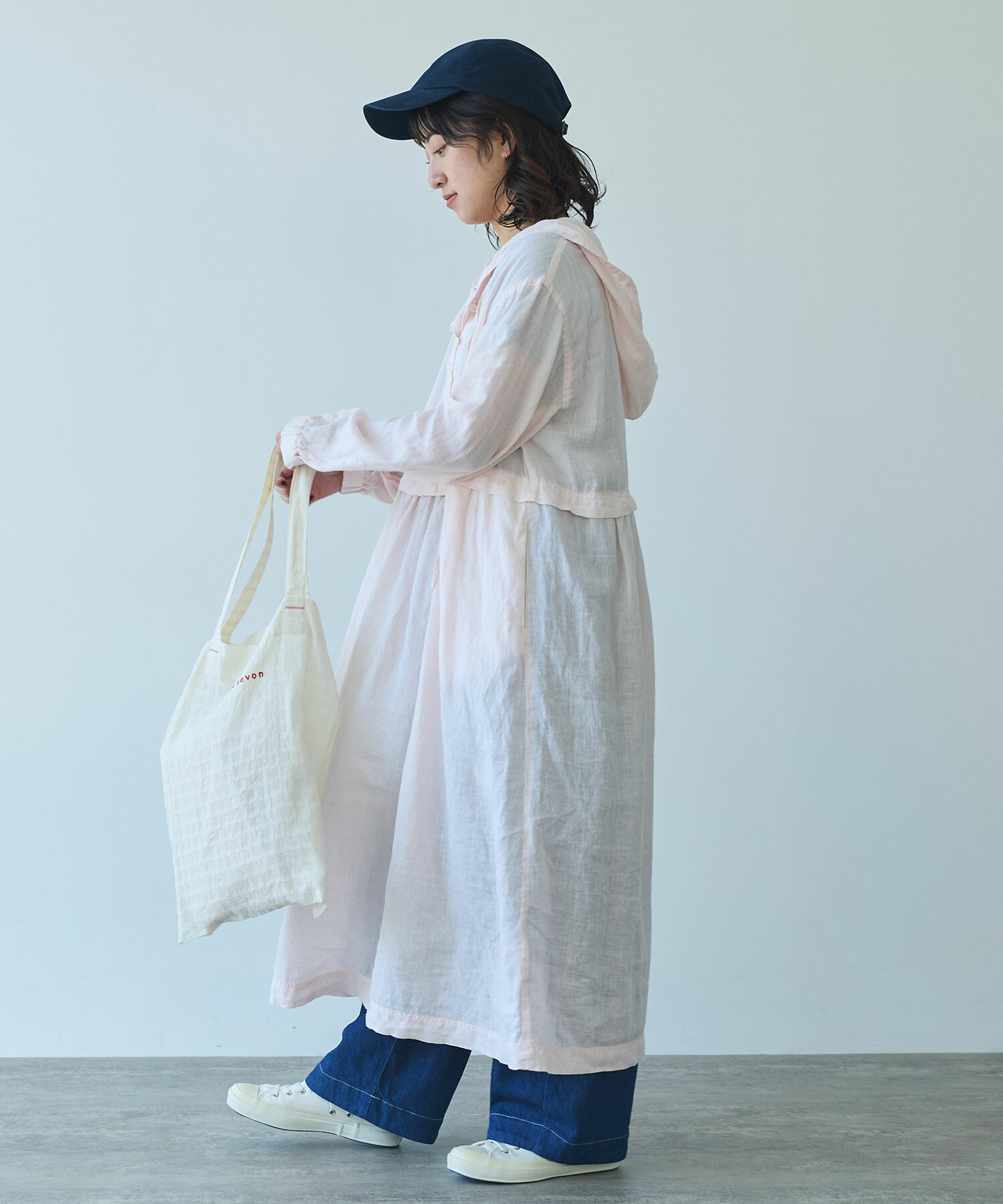 L'ecole des Femmes ワンピース AMBIDEX Store 〇 R/L 製品染め hoodie ワンピース(F ピンク