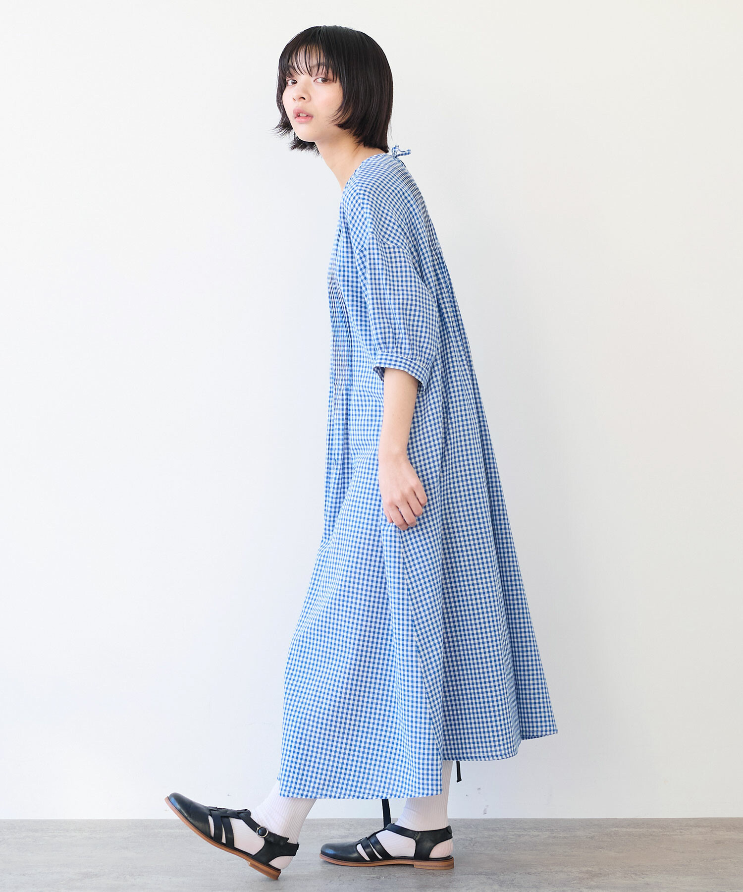 AMBIDEX Store 【予約販売】△〇 ギンガム ピンタックワンピース